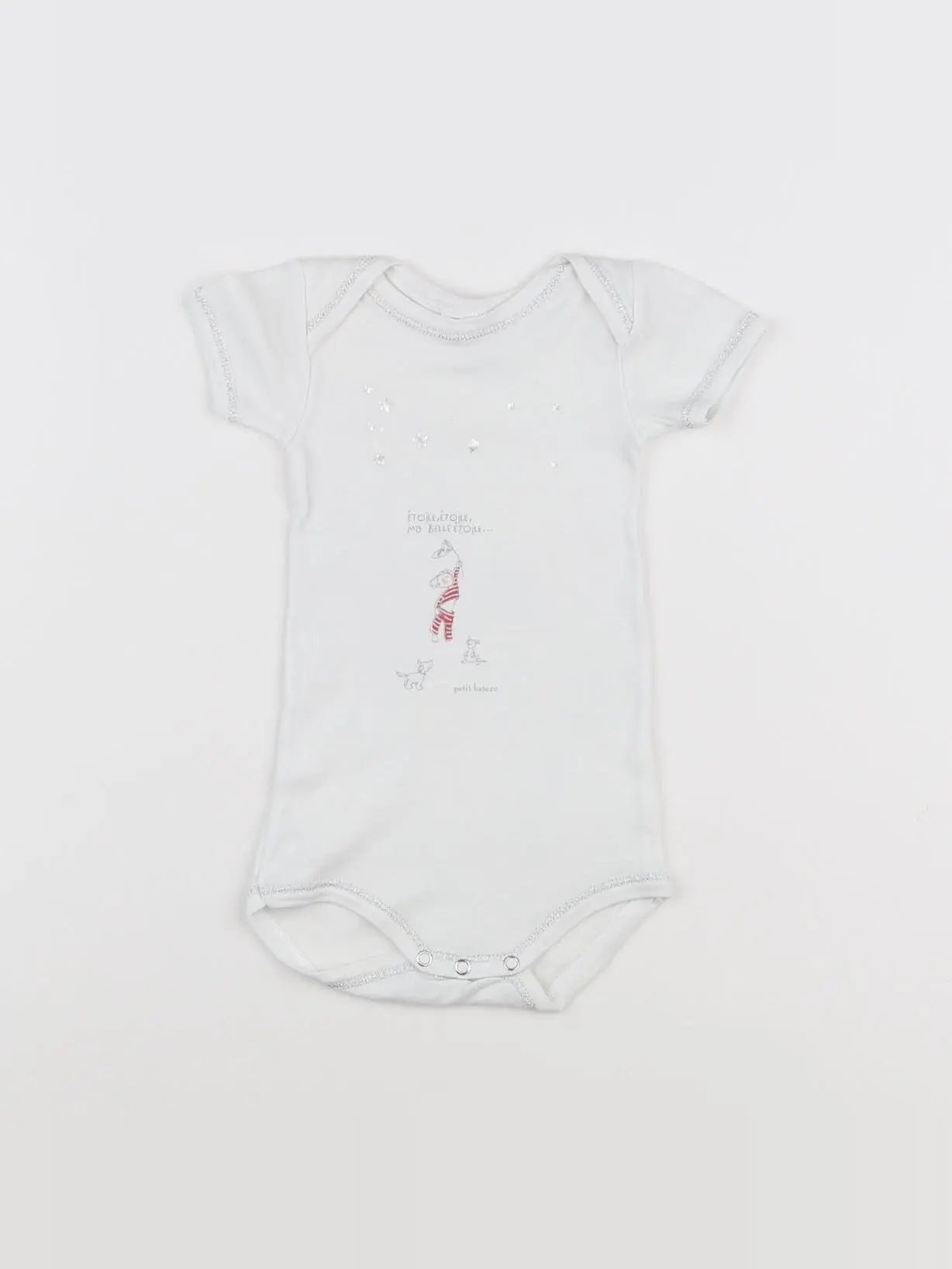 Petit Bateau - body blanc, argent - 3 mois