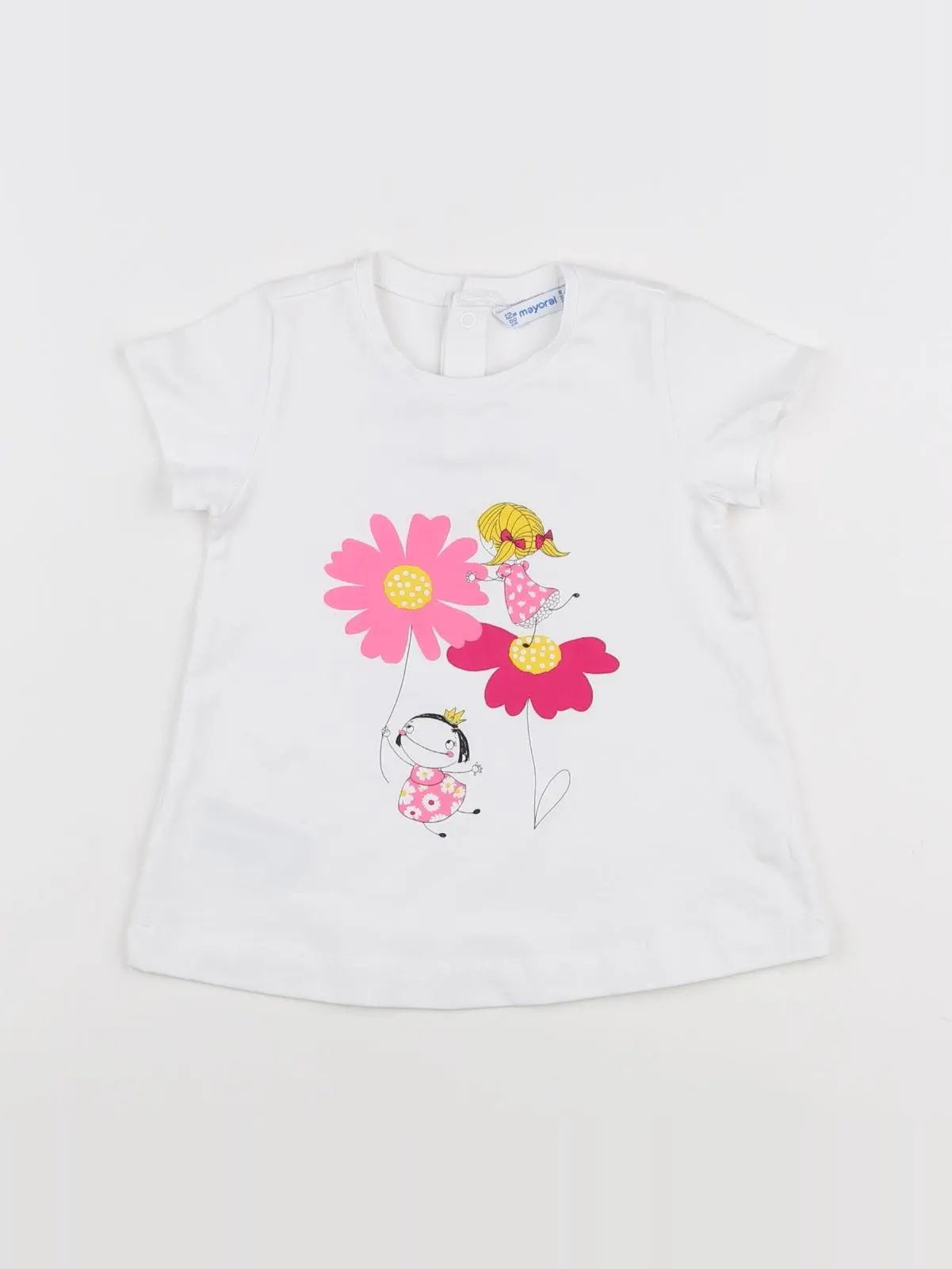 Mayoral - tee-shirt blanc, rose - 12 mois