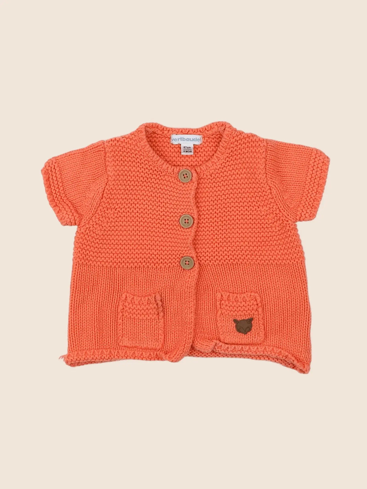 Vertbaudet - gilet orange - 6 mois