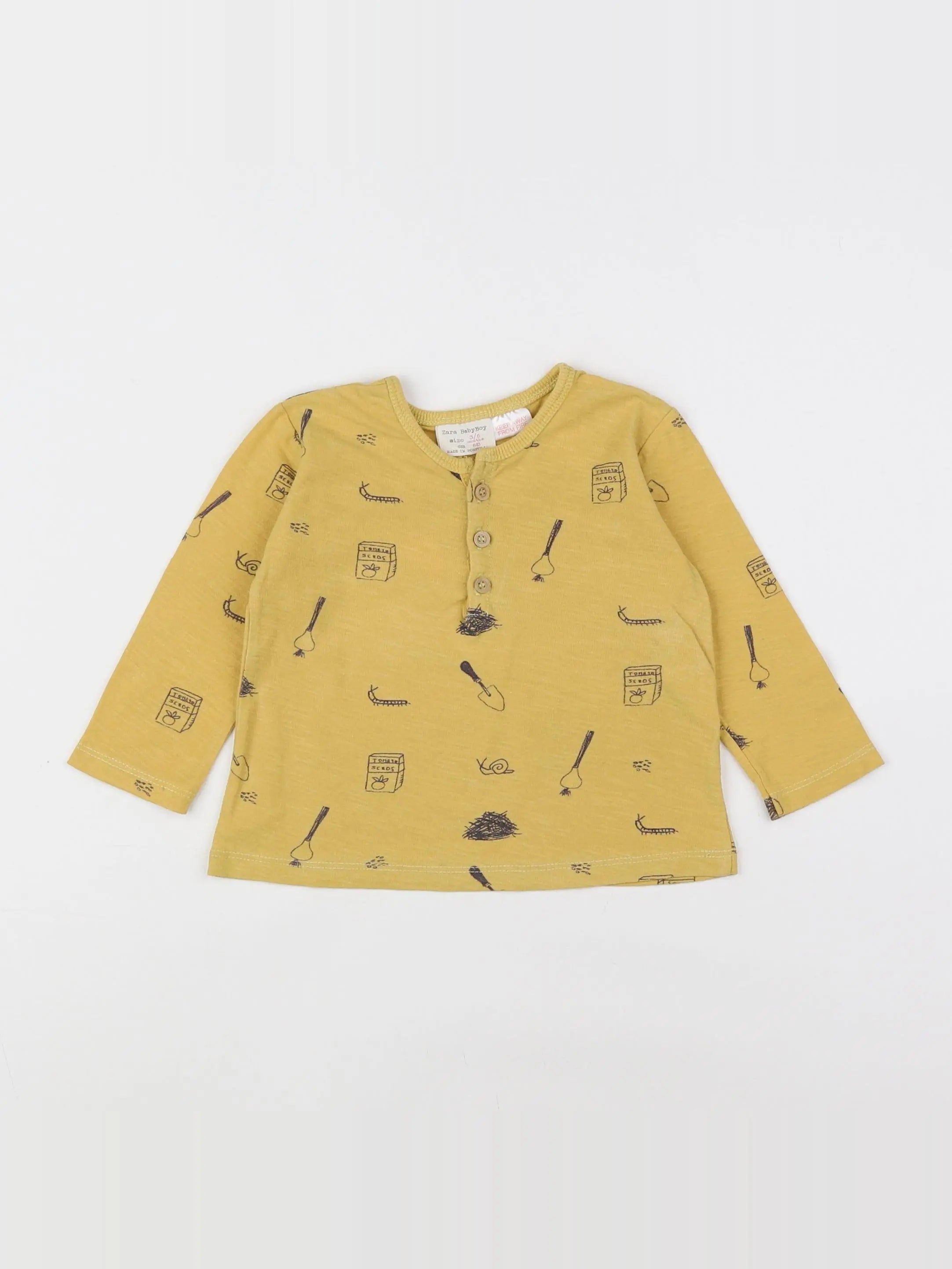Zara - tee-shirt jaune - 3/6 mois