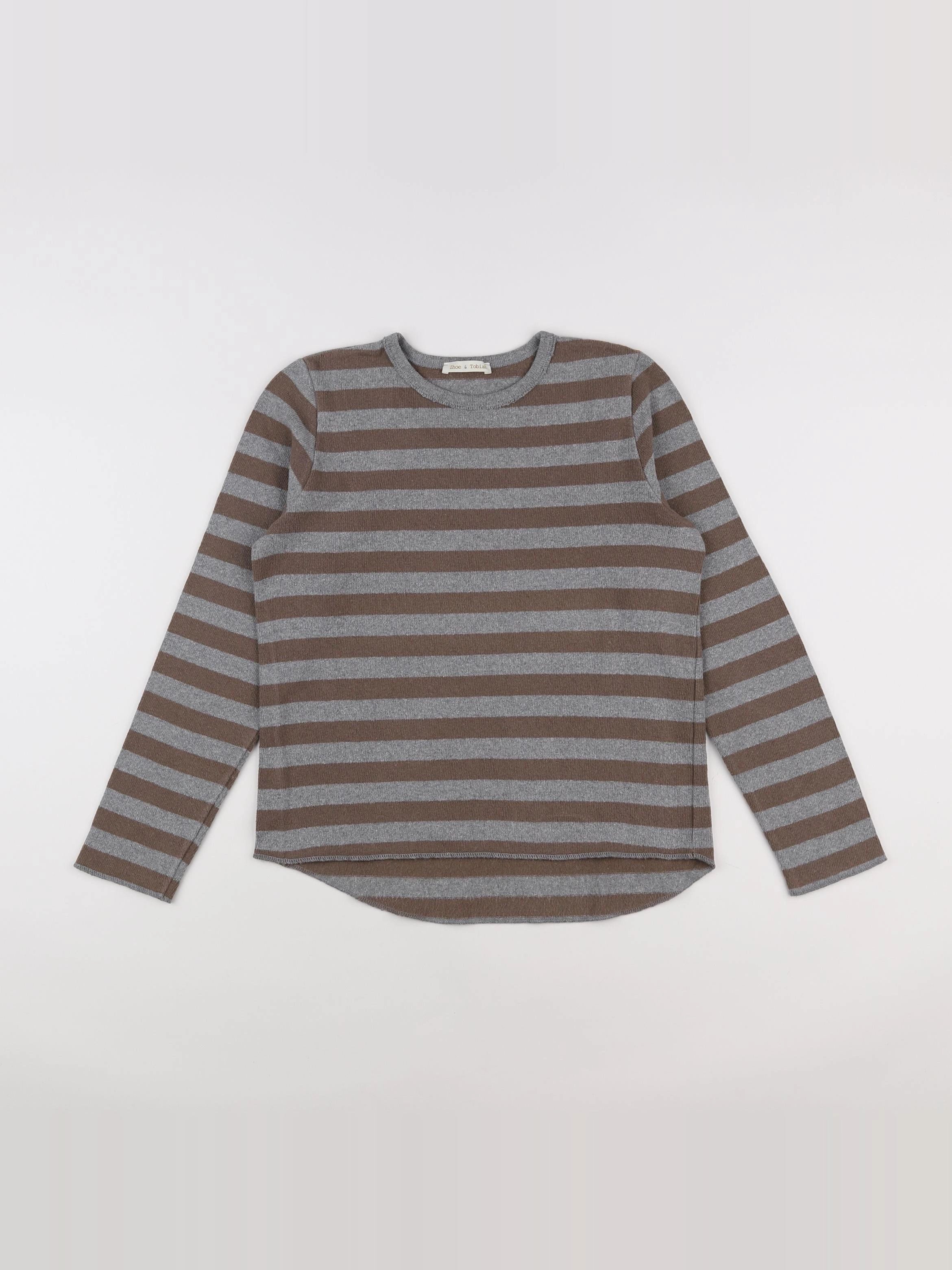 Zhoe et Tobiah - pull gris, marron - 11/12 ans