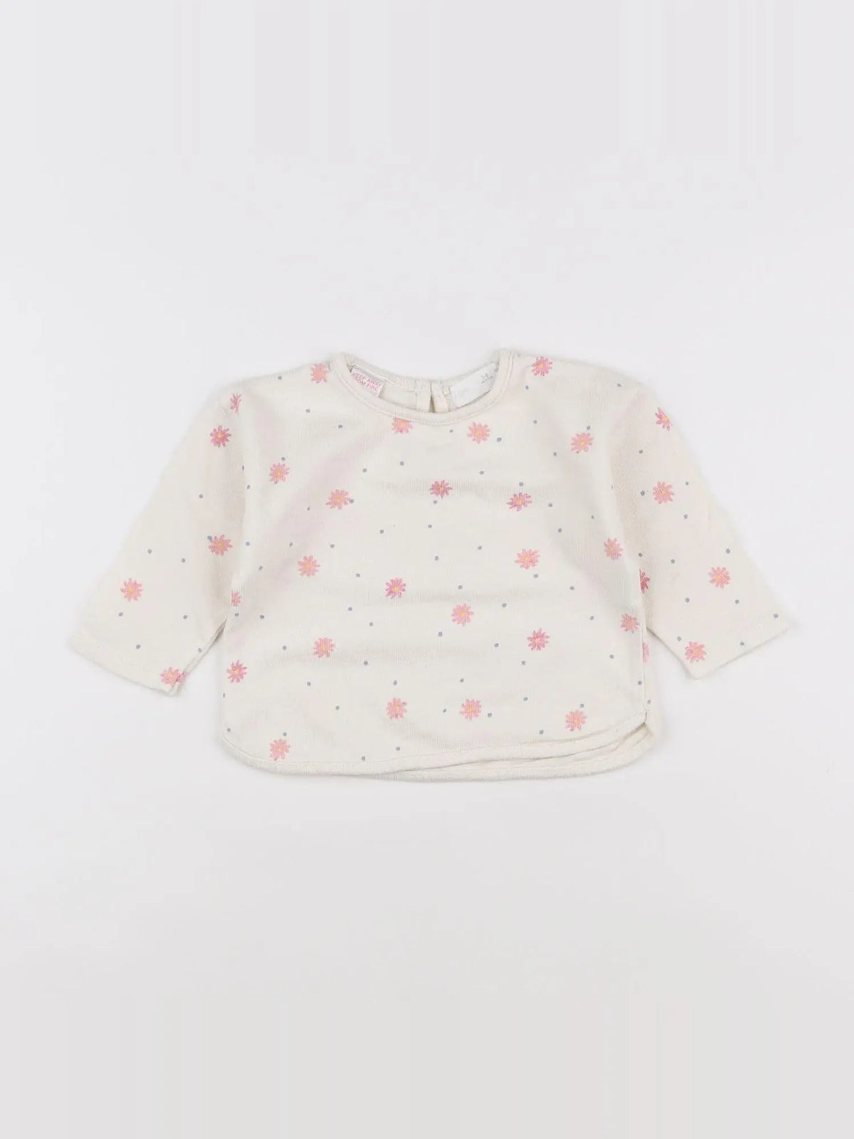 Zara - tee-shirt beige, rose - 3/6 mois