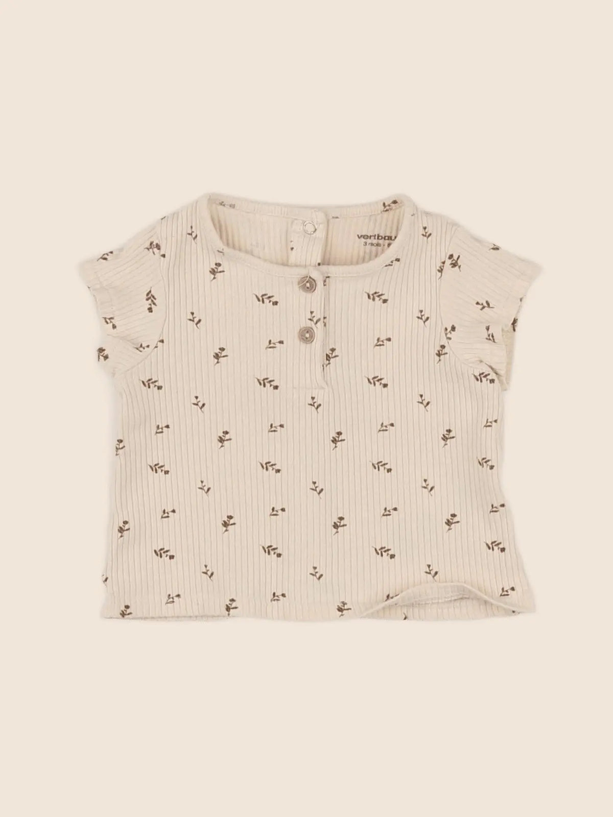 Vertbaudet - tee-shirt beige - 3 mois