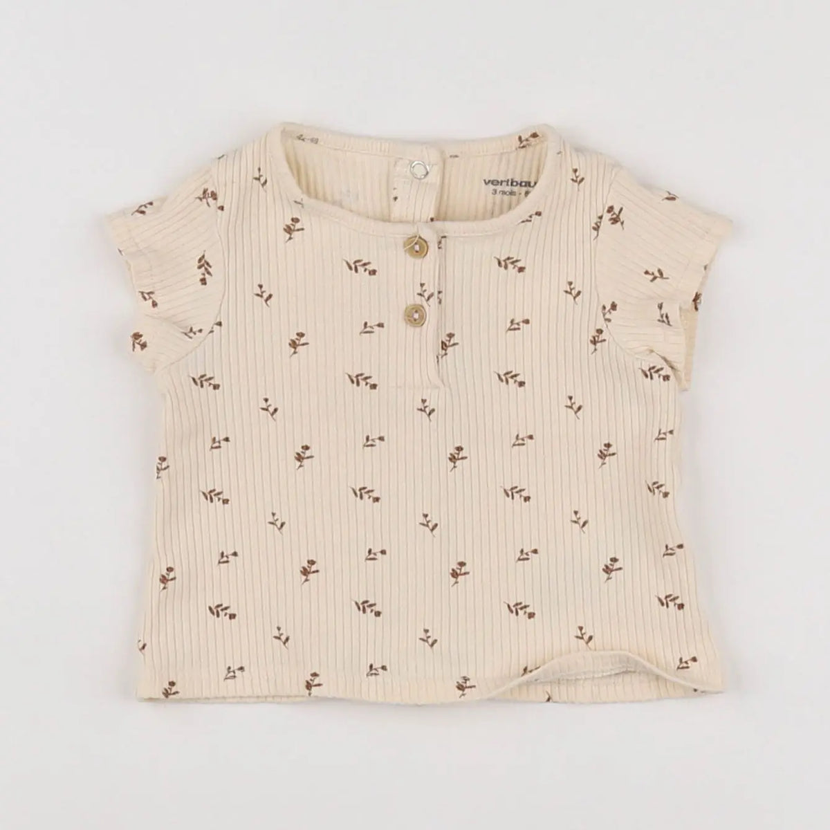 Vertbaudet - tee-shirt beige - 3 mois