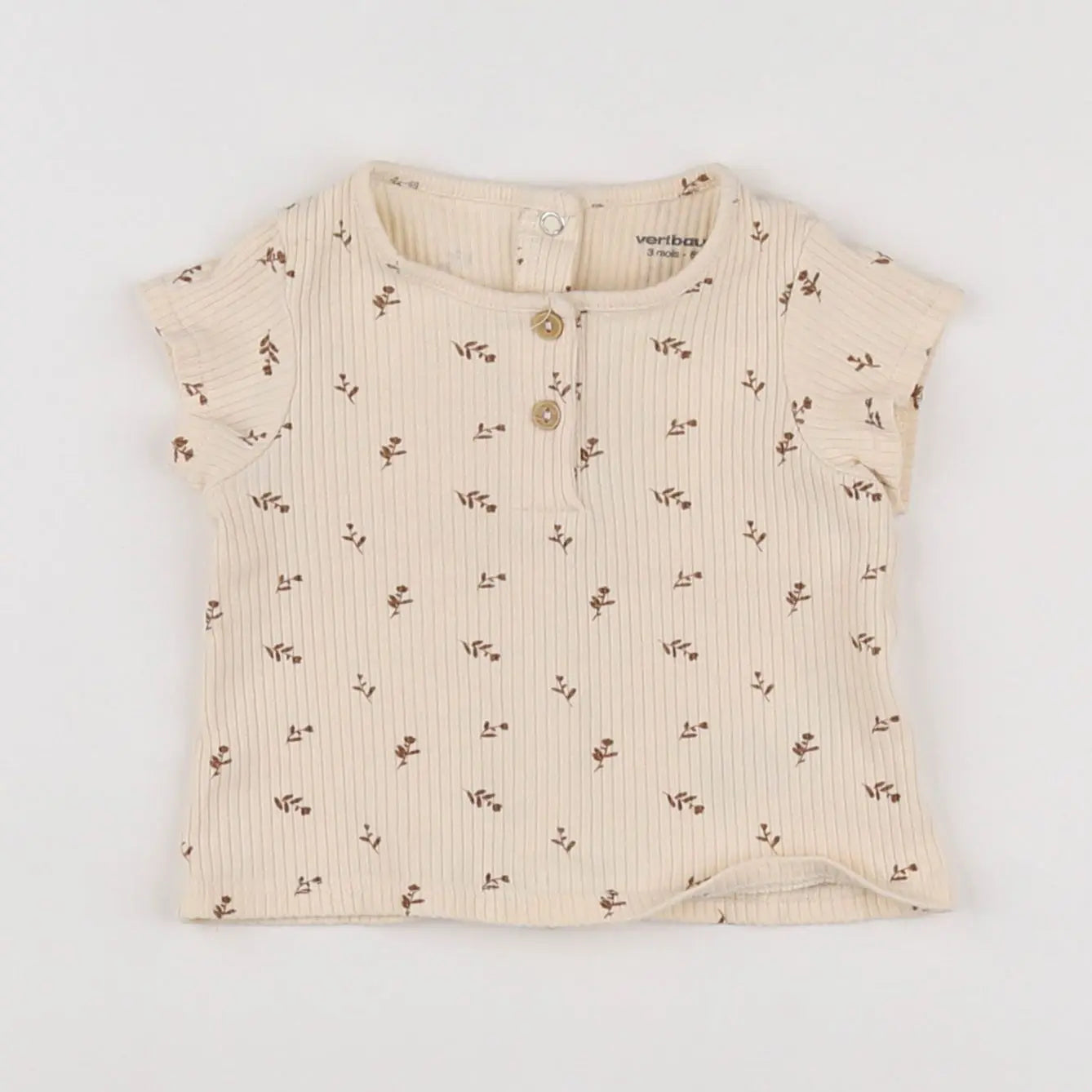 Vertbaudet - tee-shirt beige - 3 mois