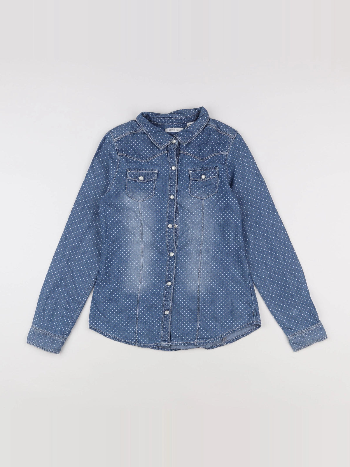 Okaidi - chemise bleu, blanc - 10 ans