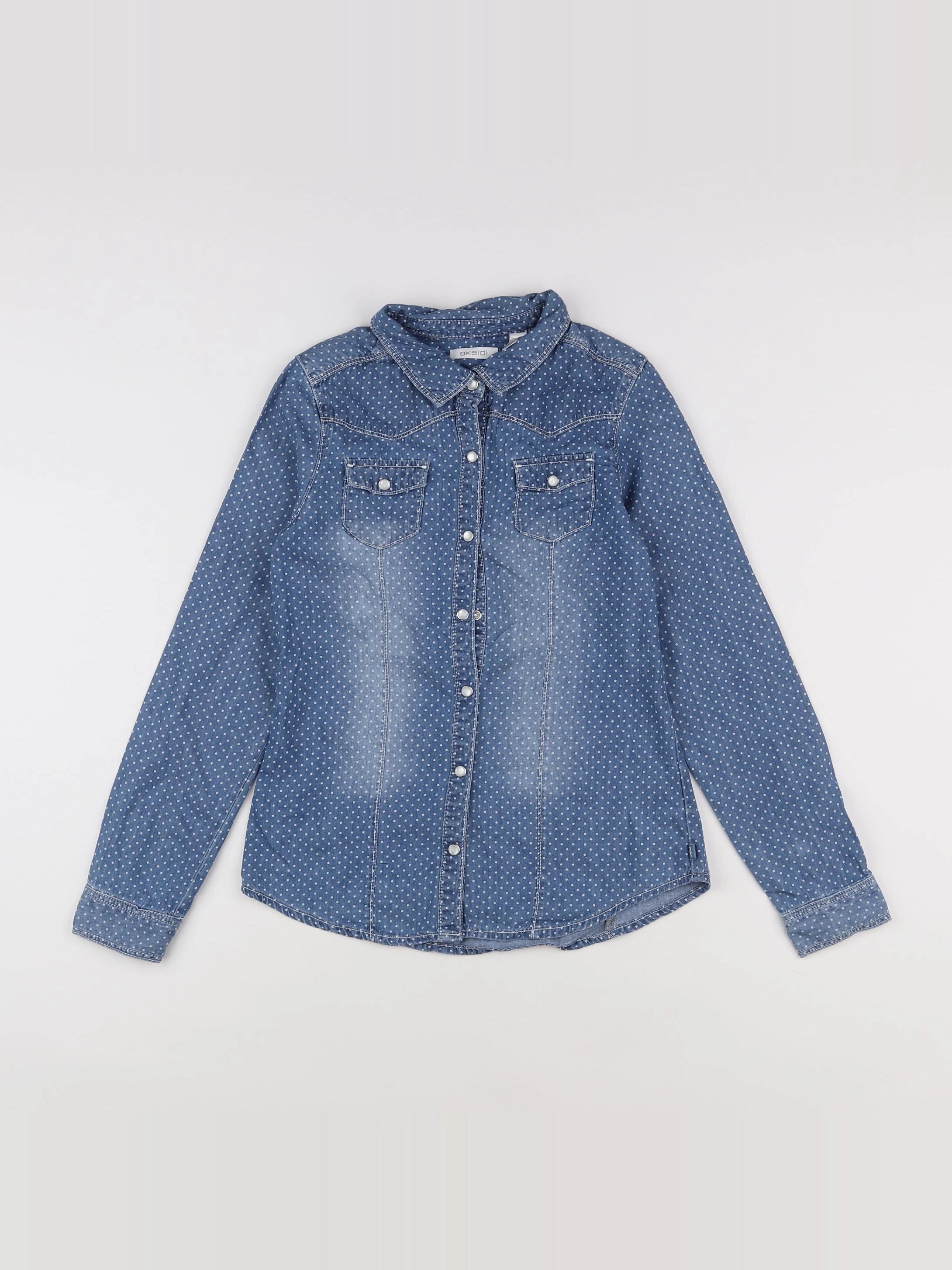 Okaidi - chemise bleu, blanc - 10 ans