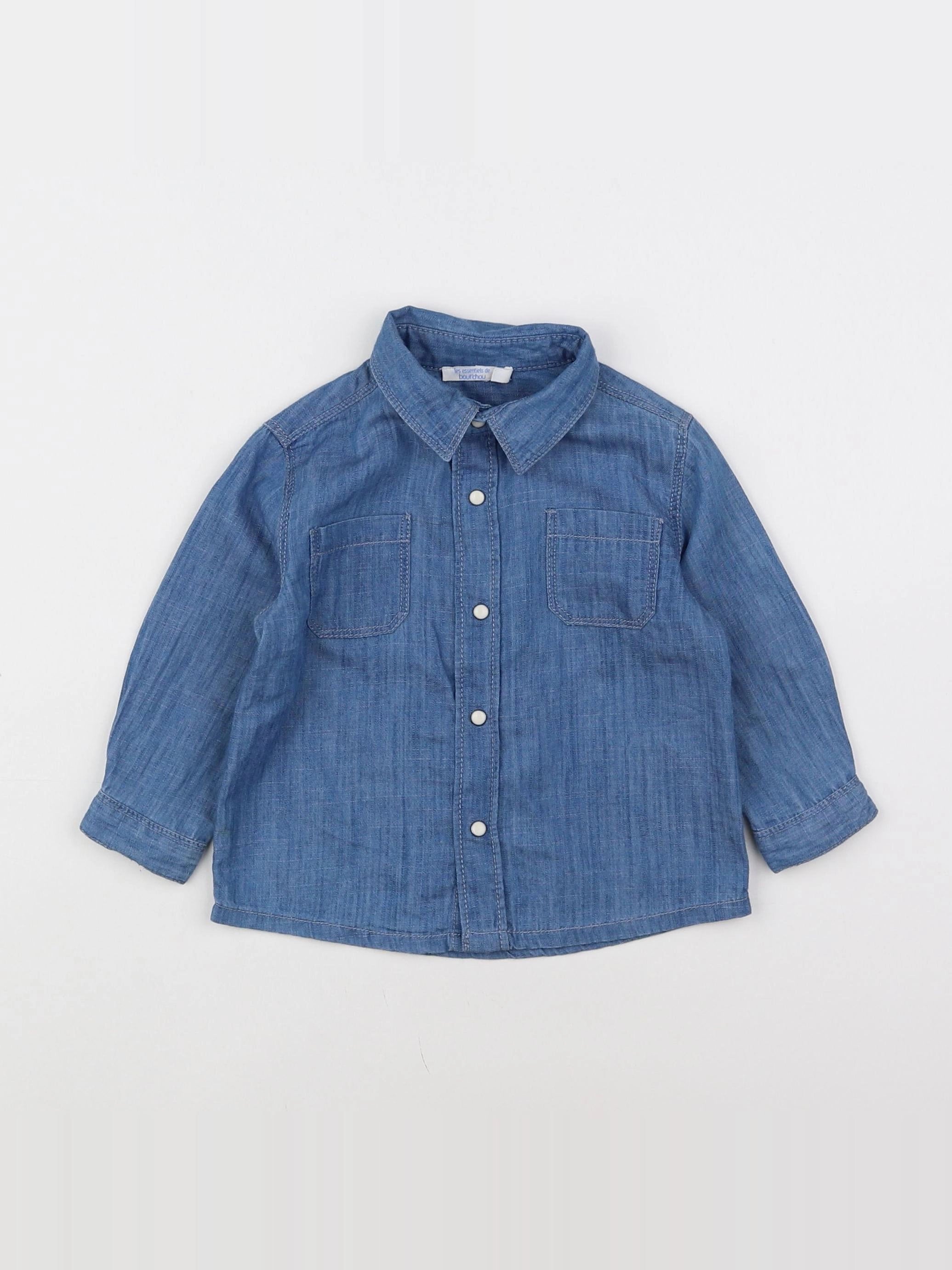 Boutchou - chemise bleu - 9 mois