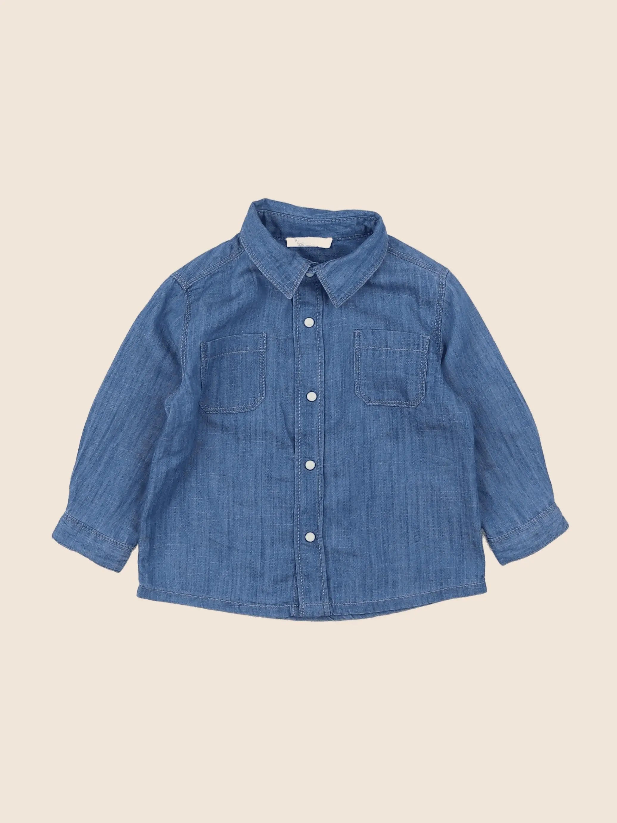 Boutchou - chemise bleu - 9 mois