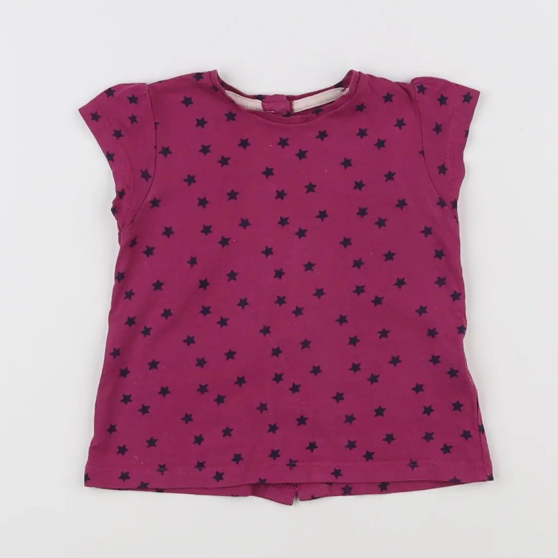 Vertbaudet - tee-shirt rose, noir - 9 mois