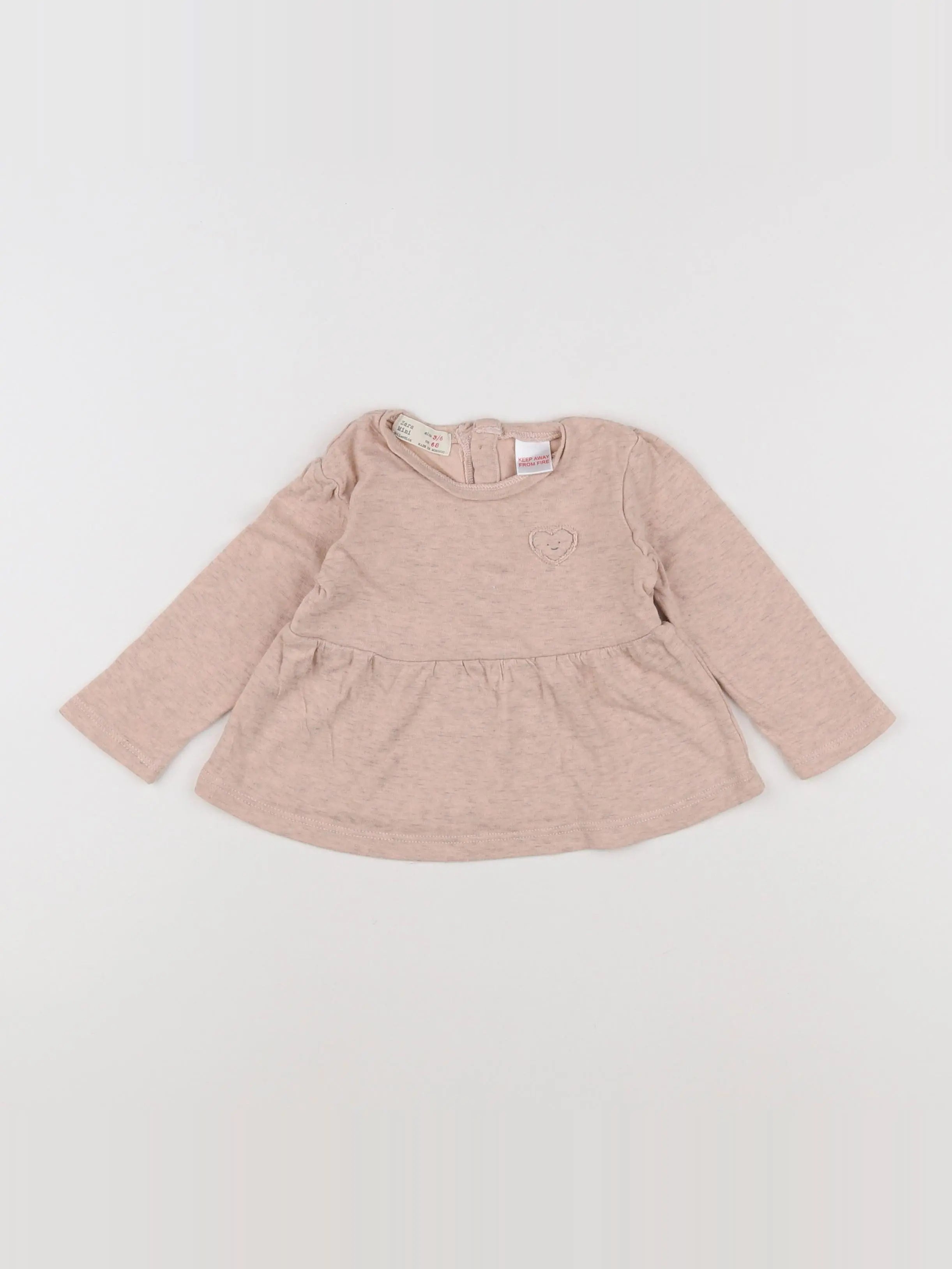 Zara - tee-shirt rose - 3/6 mois