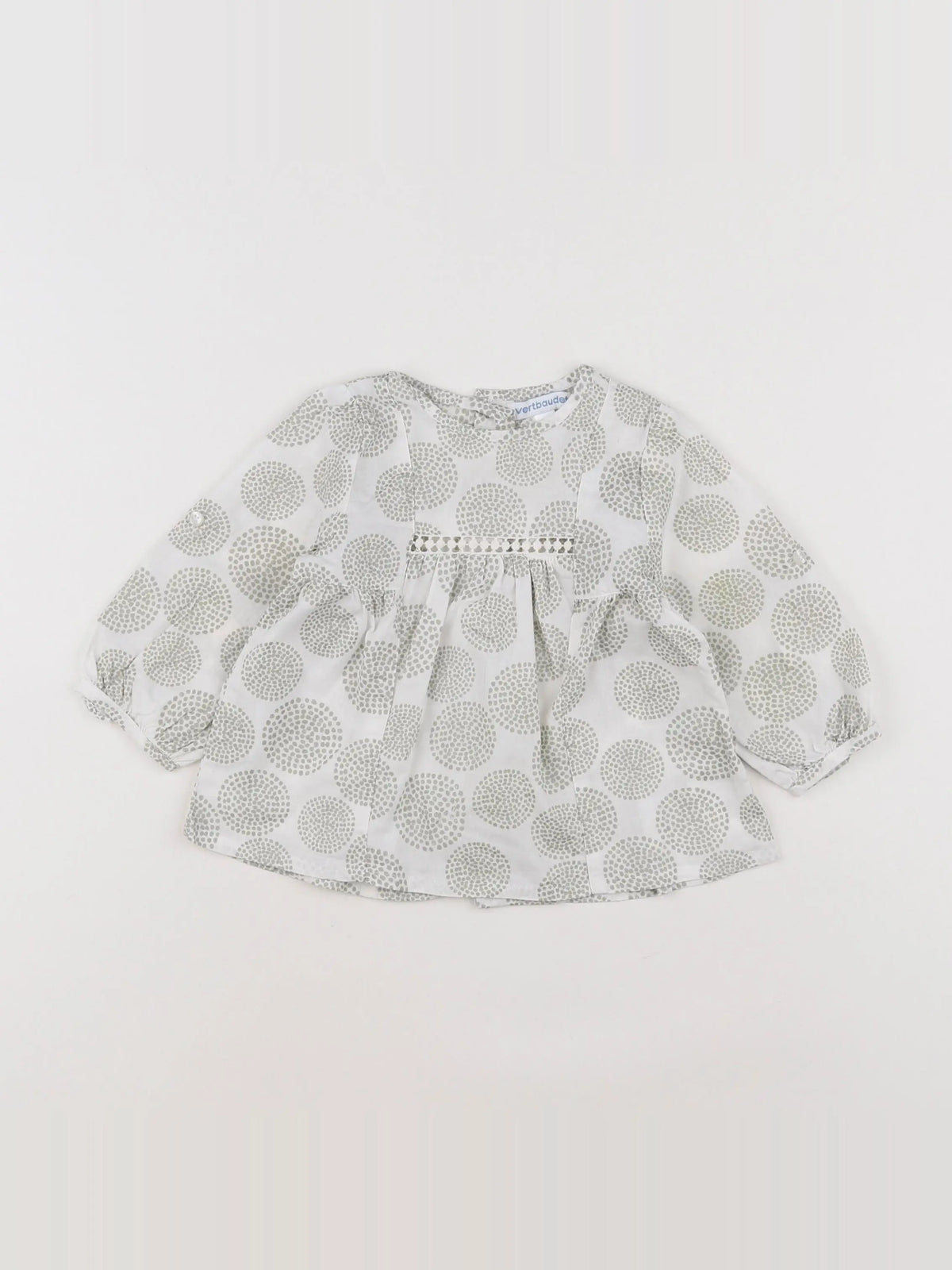 Vertbaudet - blouse blanc, gris - 9 mois