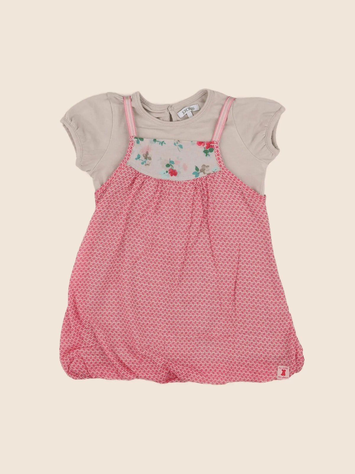 IKKS - robe beige, rose - 12 mois