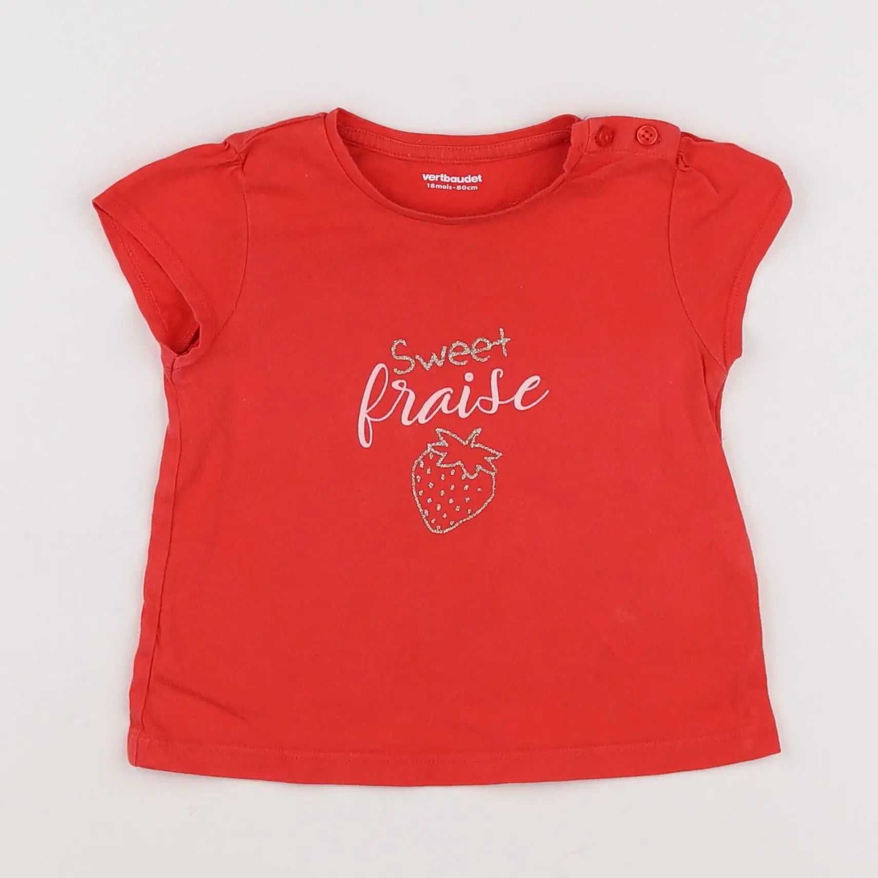 Vertbaudet - tee-shirt rouge - 18 mois