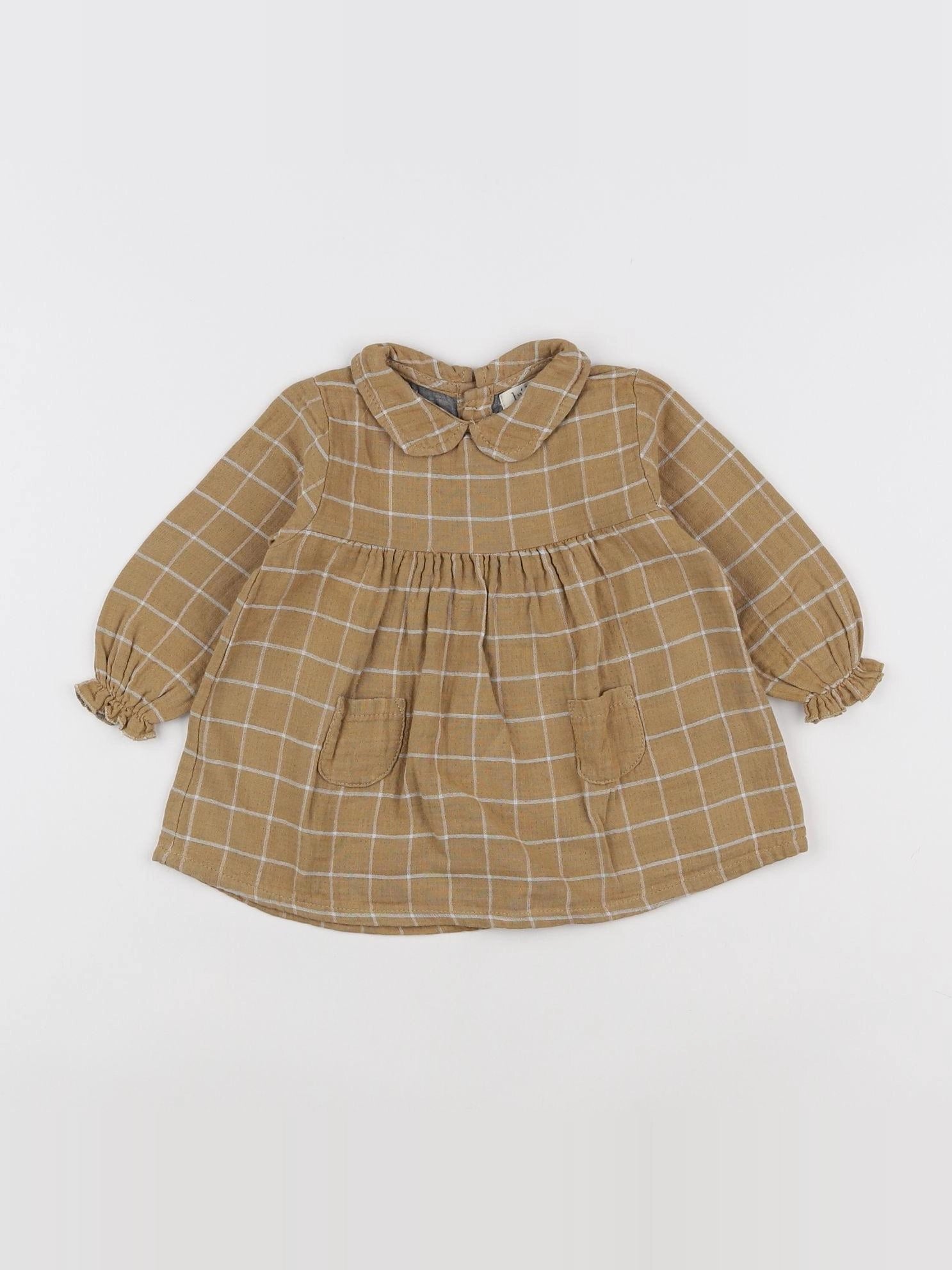 Buho - robe jaune, blanc - 3 mois