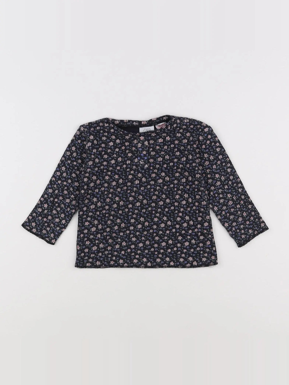 Zara - tee-shirt bleu, rose - 12/18 mois