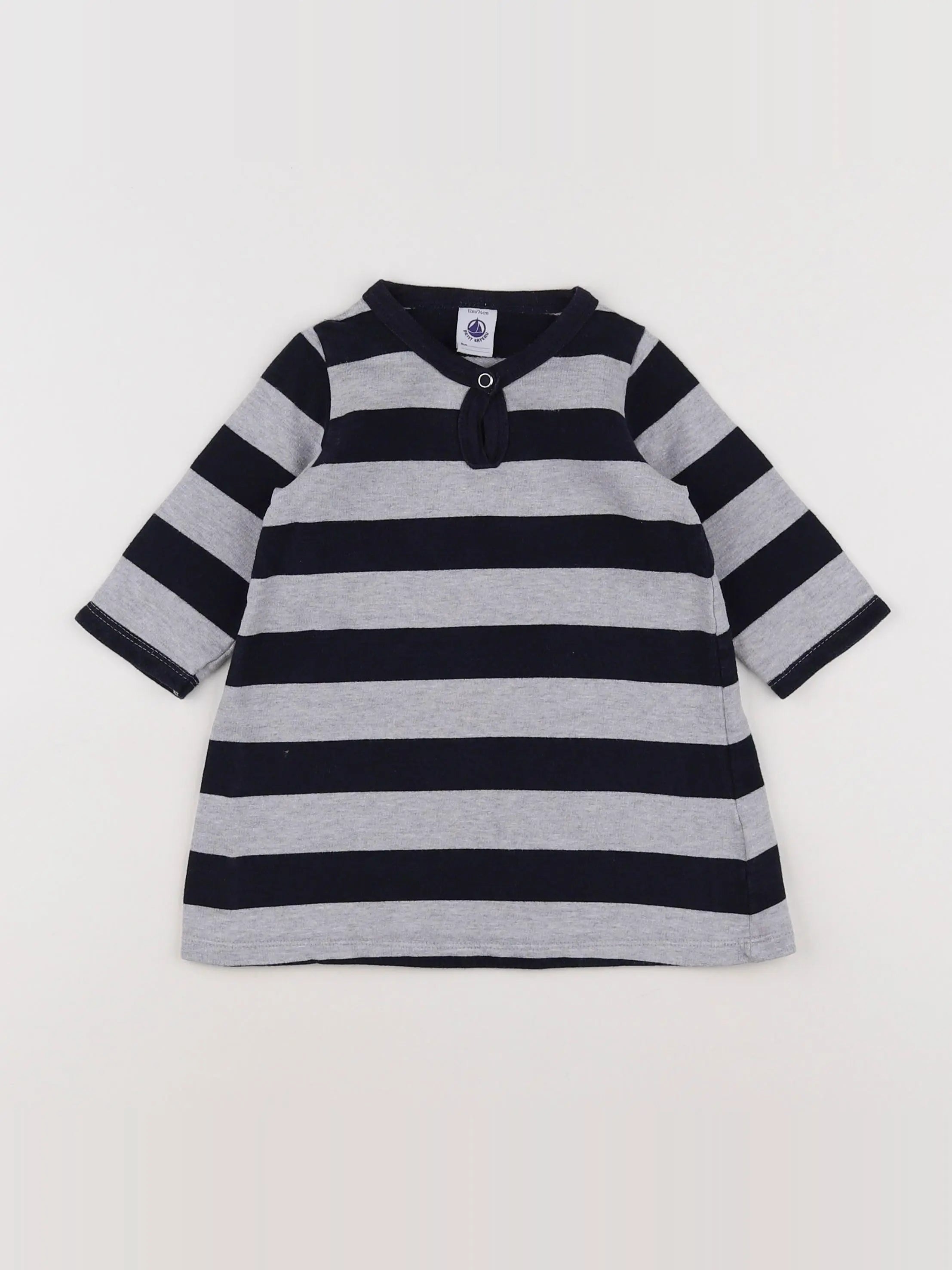 Petit Bateau - robe gris, bleu - 12 mois
