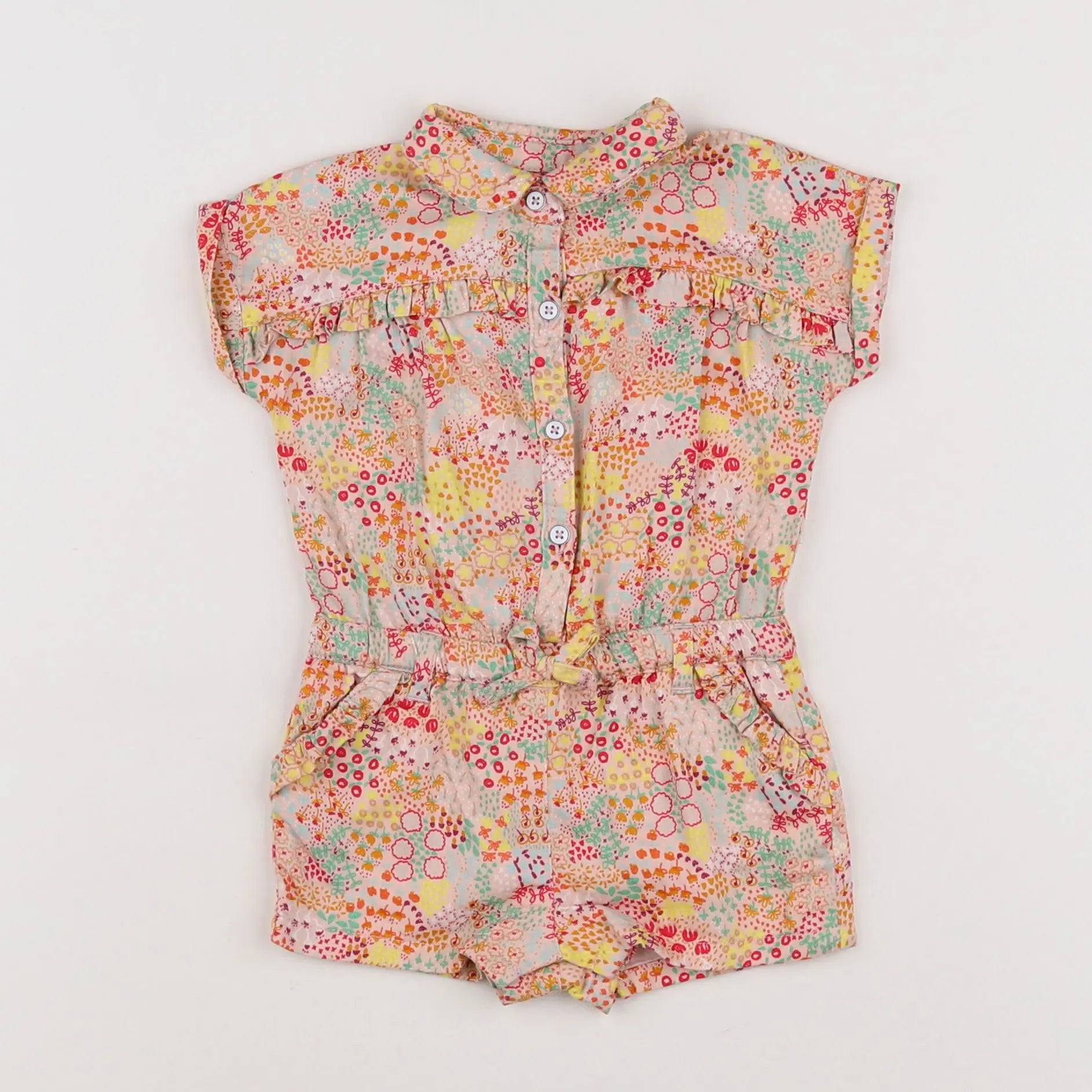Vertbaudet - combinaison rose, orange - 6 mois
