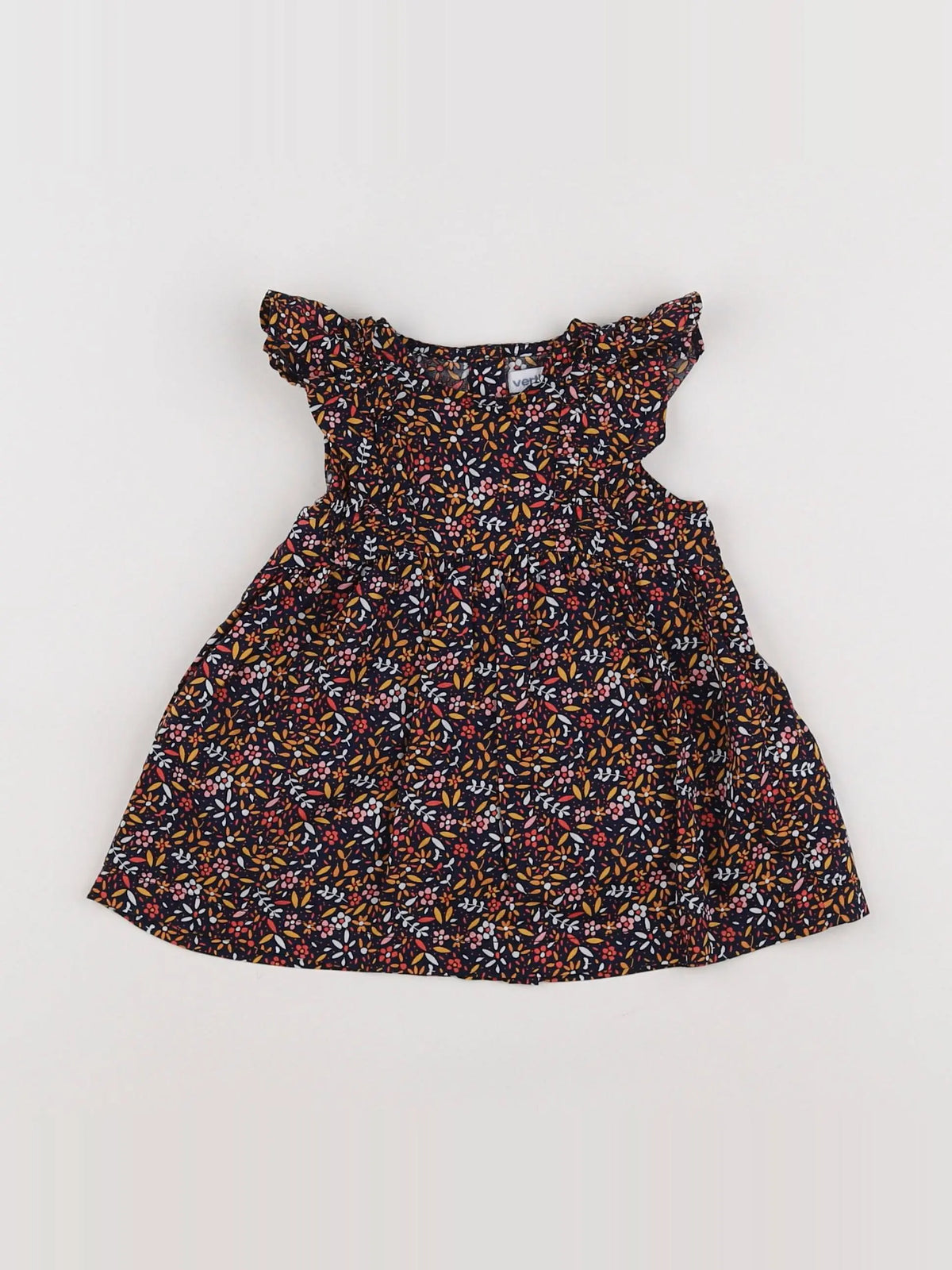 Vertbaudet - robe noir, orange - 3 mois