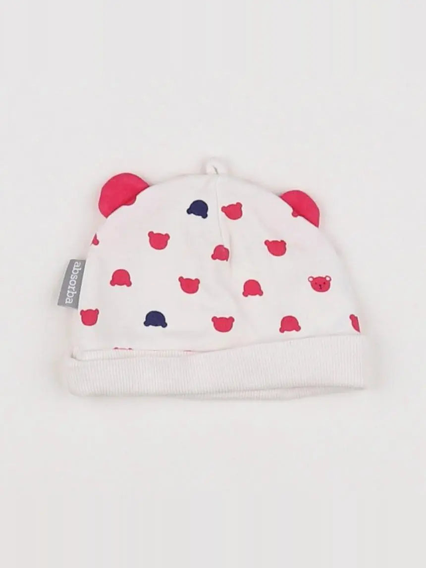 Absorba - bonnet blanc, rose - 3 mois