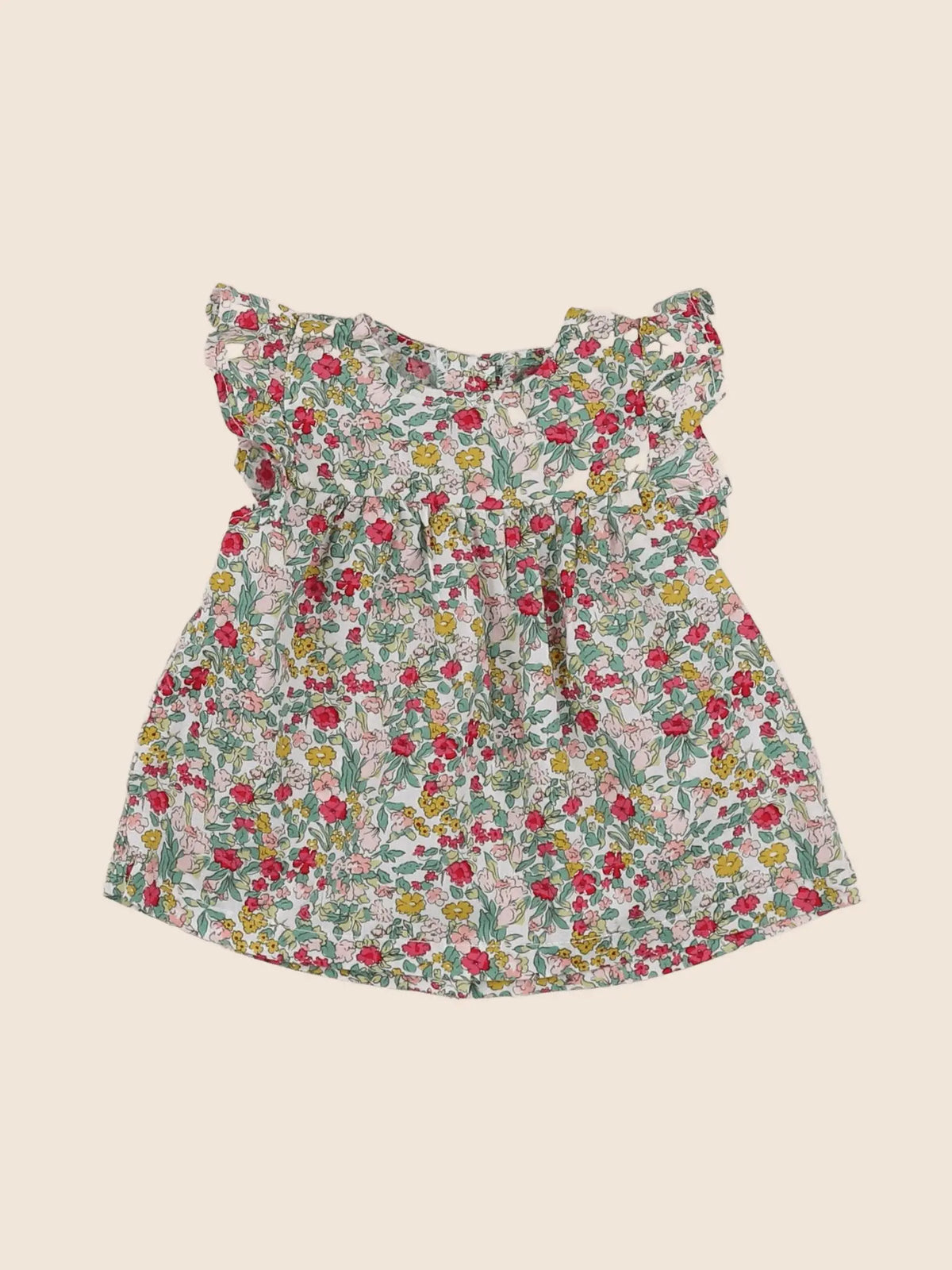Vertbaudet - robe vert, rose - 6 mois