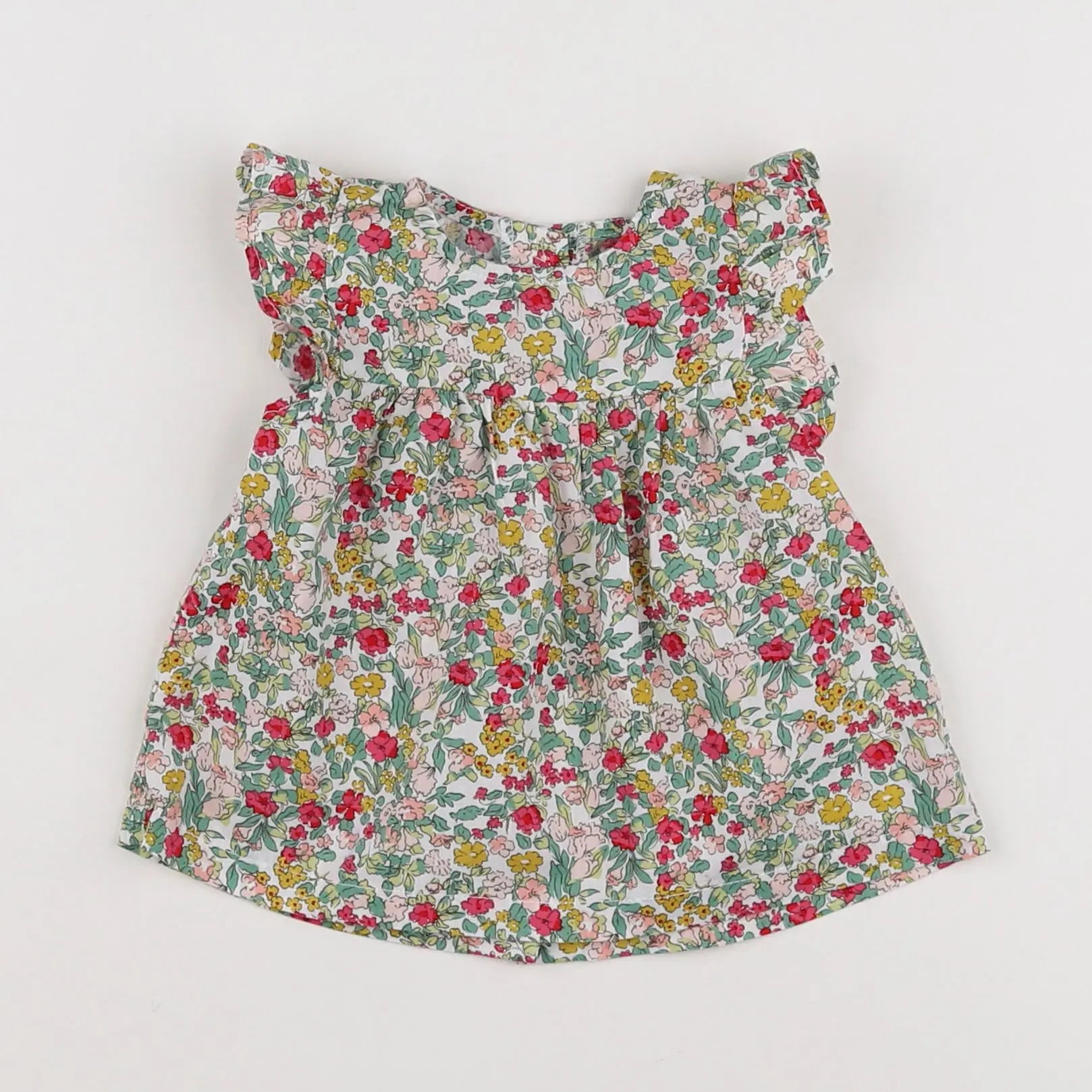 Vertbaudet - robe vert, rose - 6 mois