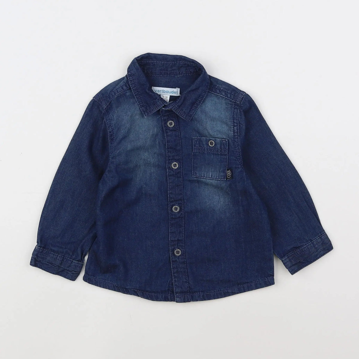 Vertbaudet - chemise bleu - 12 mois