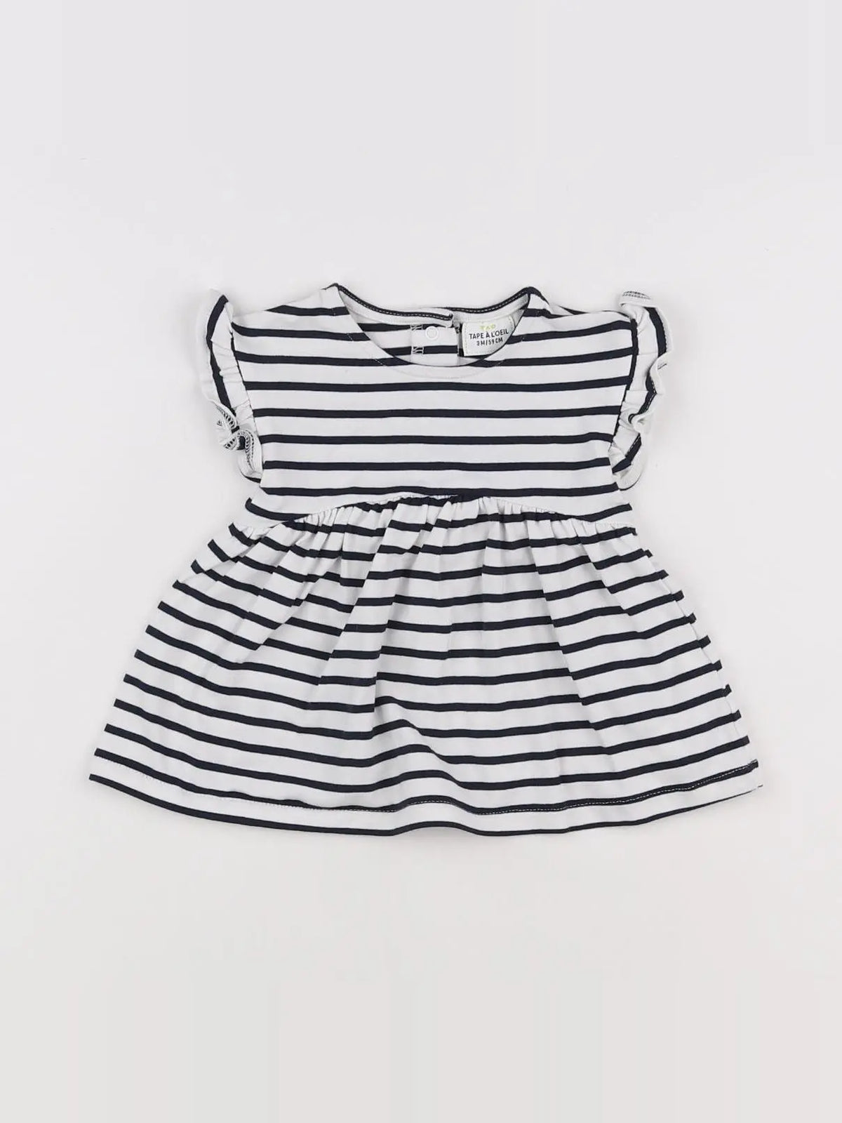 Tape à l'oeil - robe blanc, bleu - 3 mois