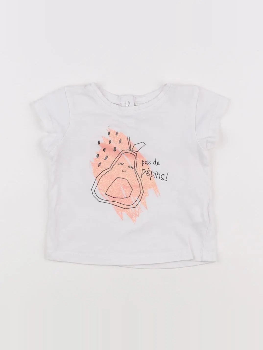 Tape à l'oeil - tee-shirt blanc, rose - 6 mois
