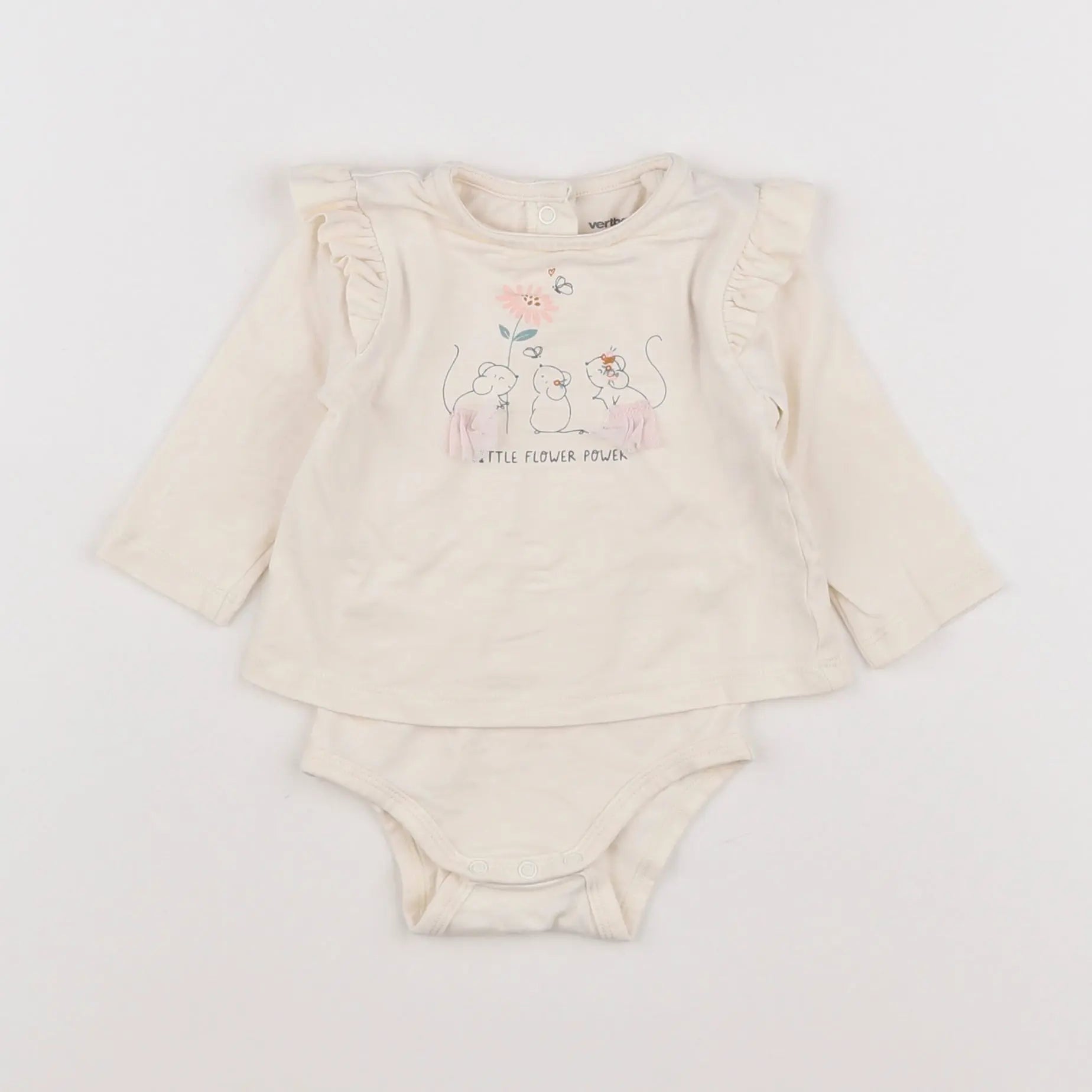 Vertbaudet - body tee-shirt rose - 3 mois