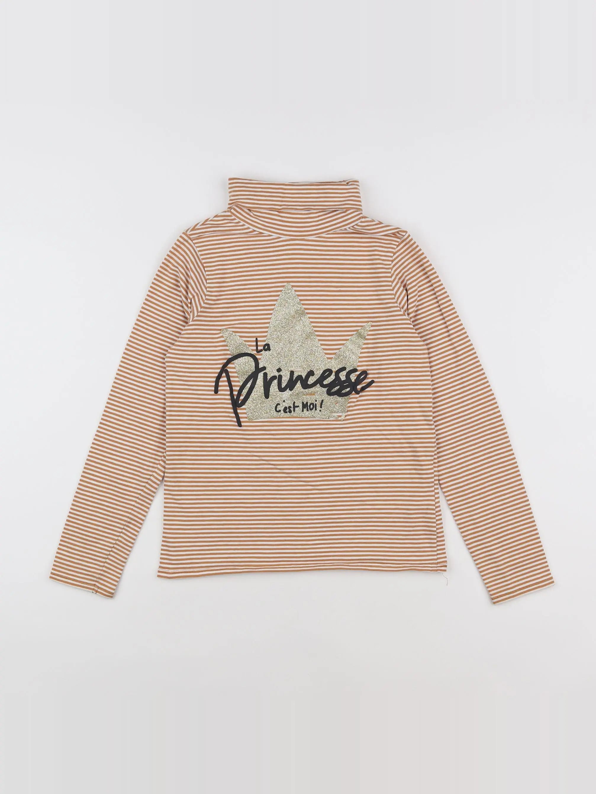 Vertbaudet - sous-pull jaune, blanc - 10 ans