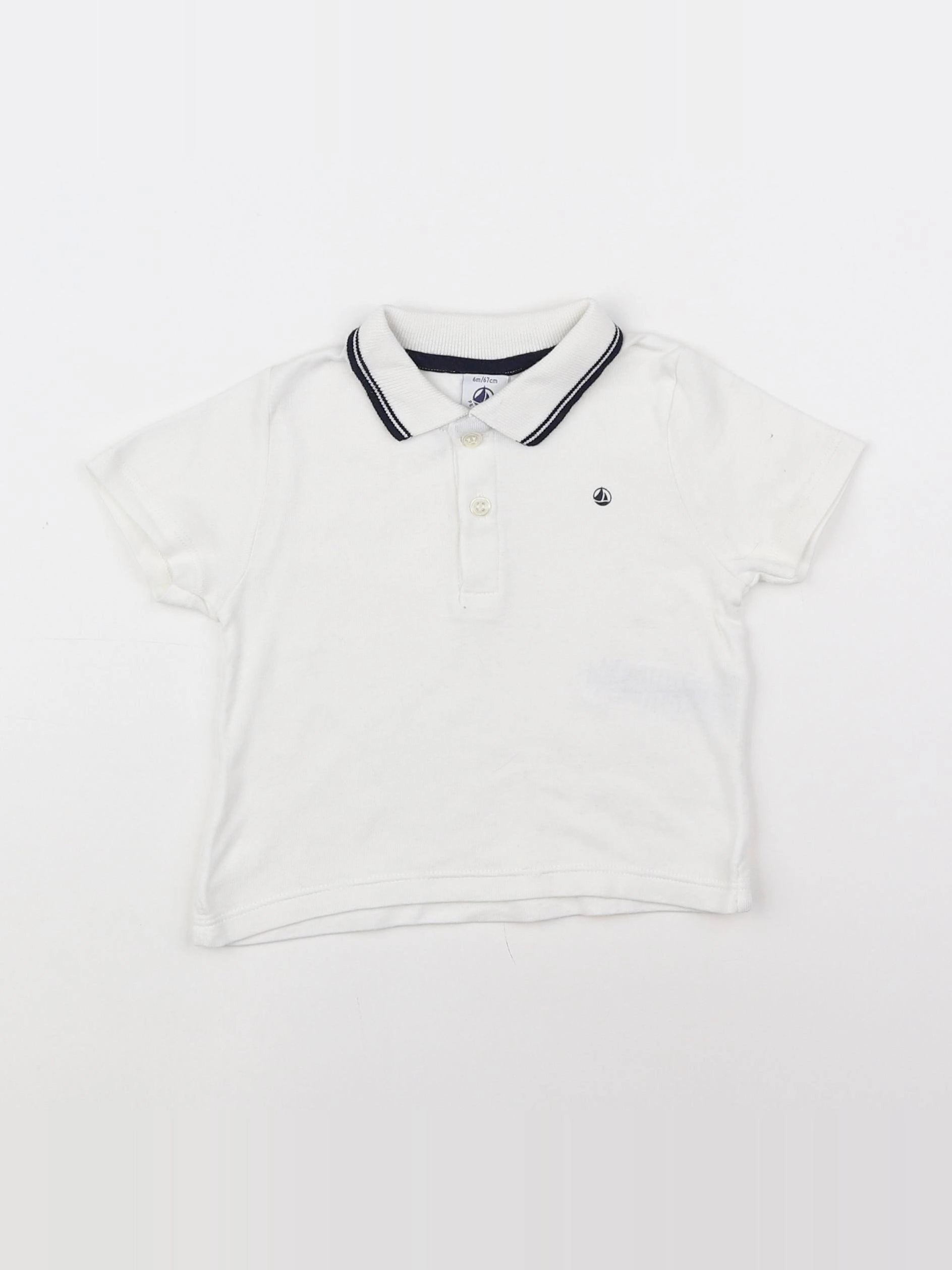 Petit Bateau - polo bleu, blanc - 6 mois
