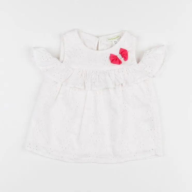 Vertbaudet - blouse blanc, rose - 2 ans