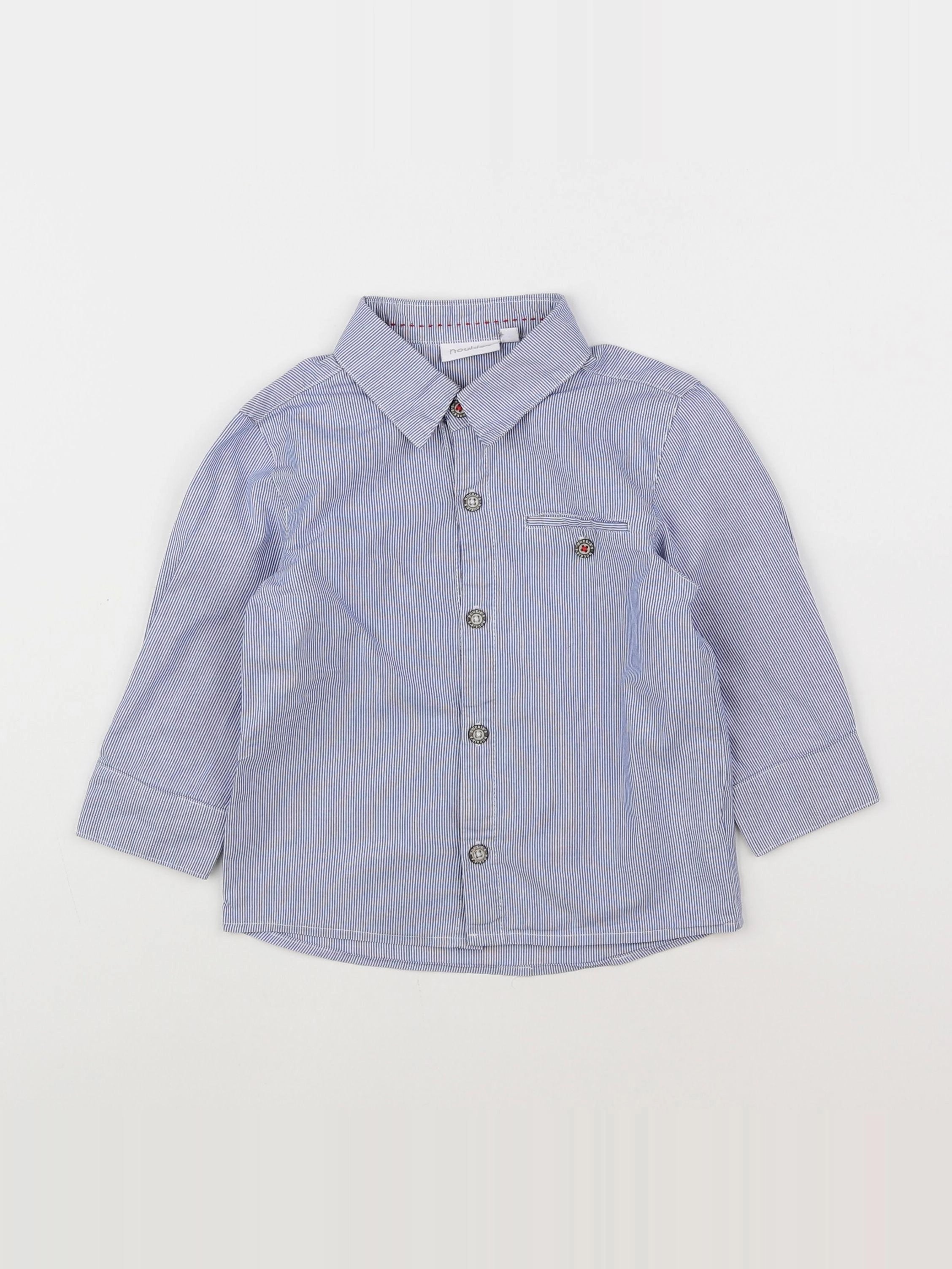 Noukie's - chemise blanc, bleu - 2 ans