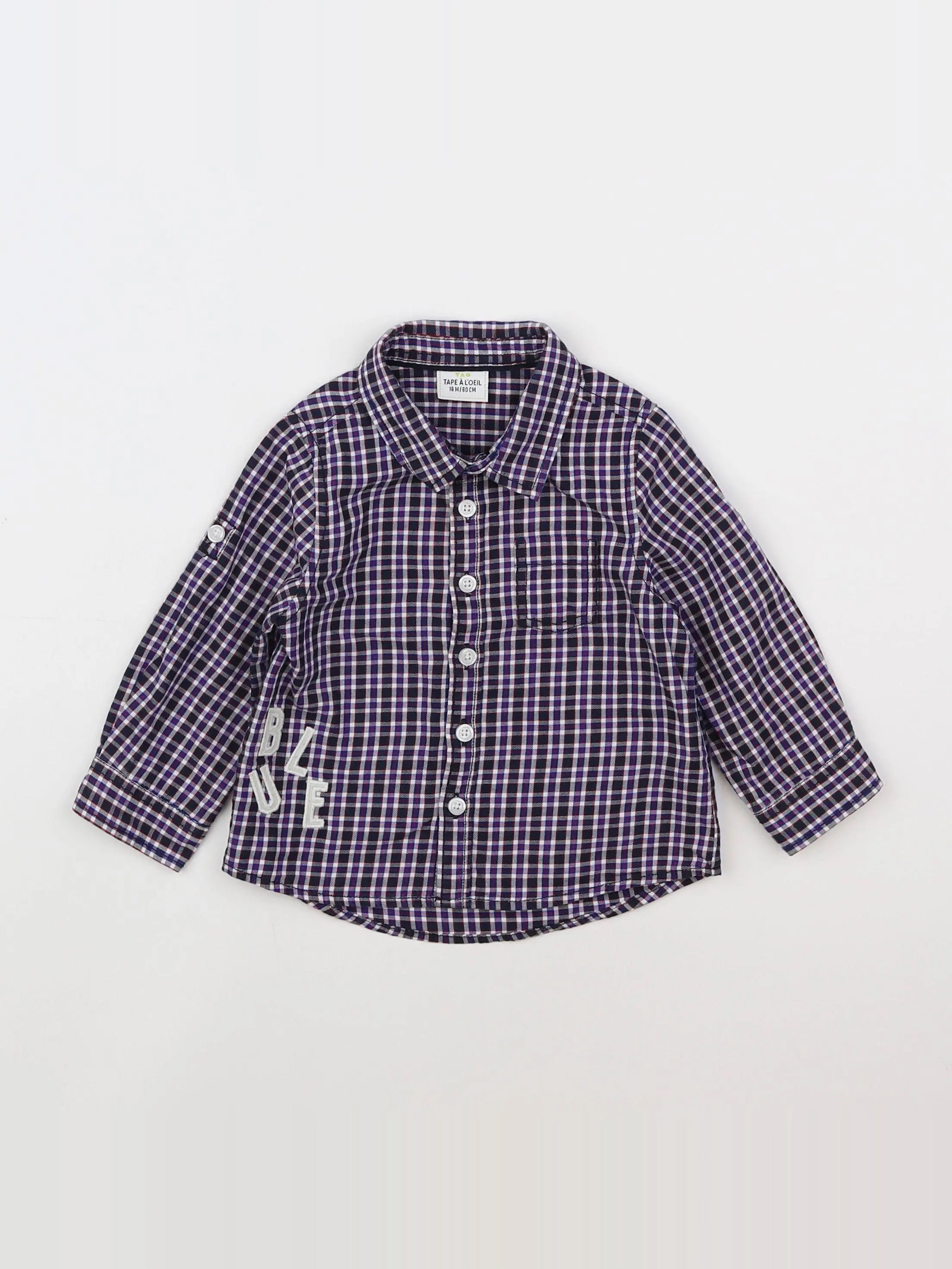 Tape à l'oeil - chemise bleu, blanc - 18 mois