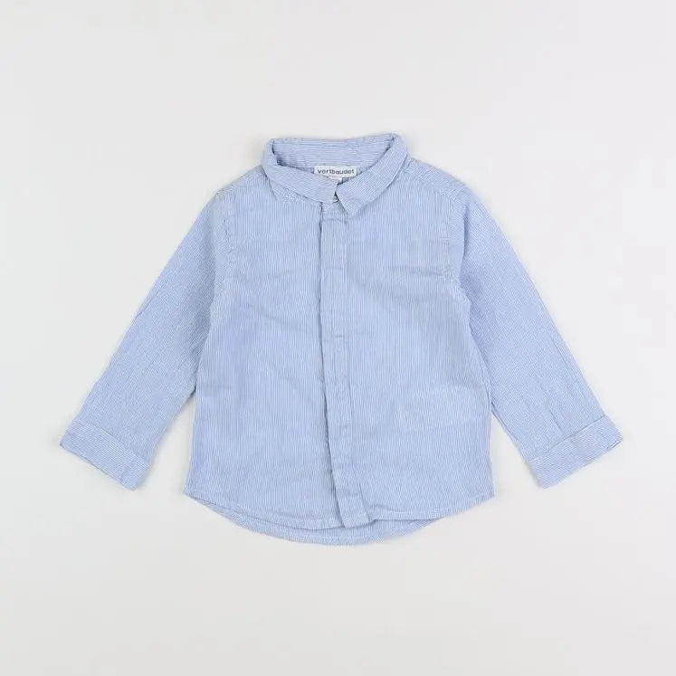 Vertbaudet - chemise blanc, bleu - 18 mois