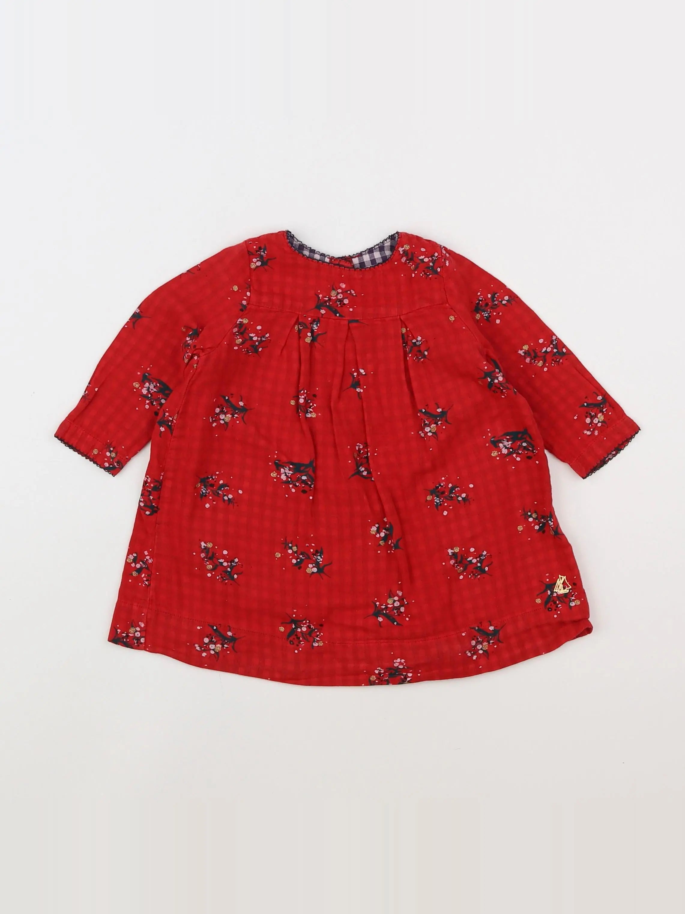 Petit Bateau - robe rouge, noir - 6 mois