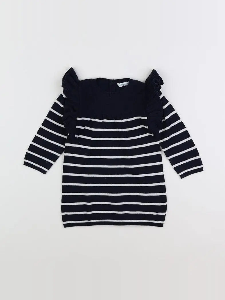Vertbaudet - robe bleu, blanc - 18 mois