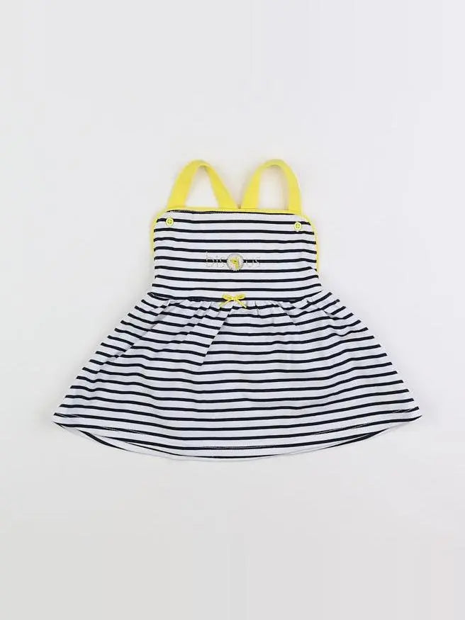 Absorba - robe blanc, bleu, jaune - 6 mois
