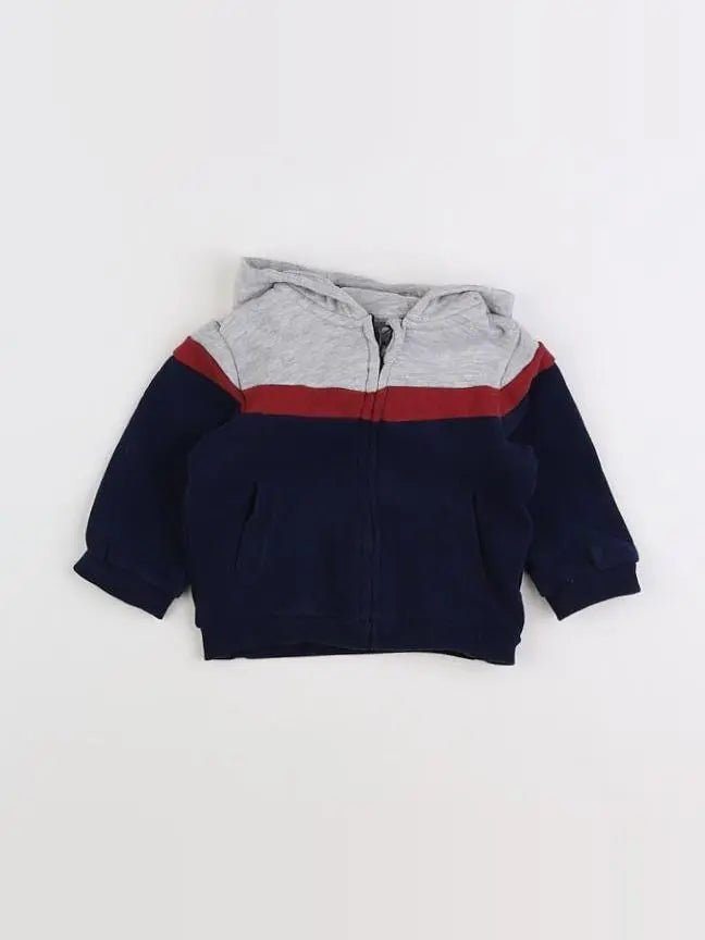 Vertbaudet - sweat bleu, gris - 9 mois