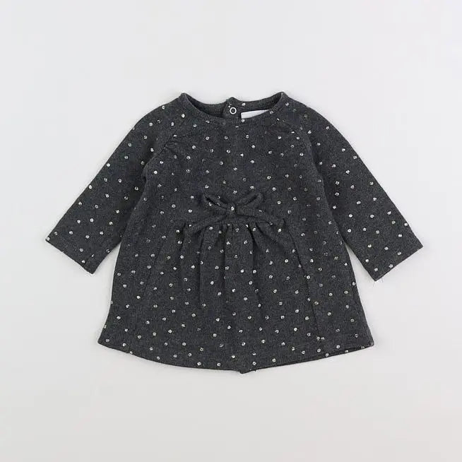 Vertbaudet - robe gris, or - 3 mois