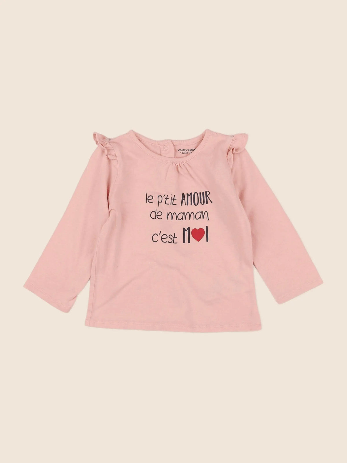 Vertbaudet - tee-shirt rose - 12 mois