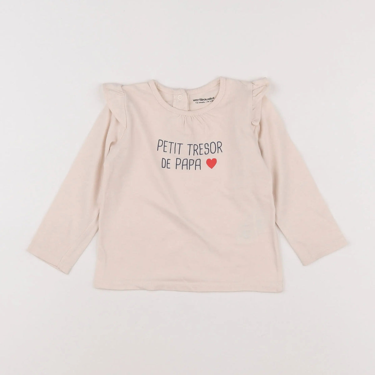 Vertbaudet - tee-shirt beige - 12 mois