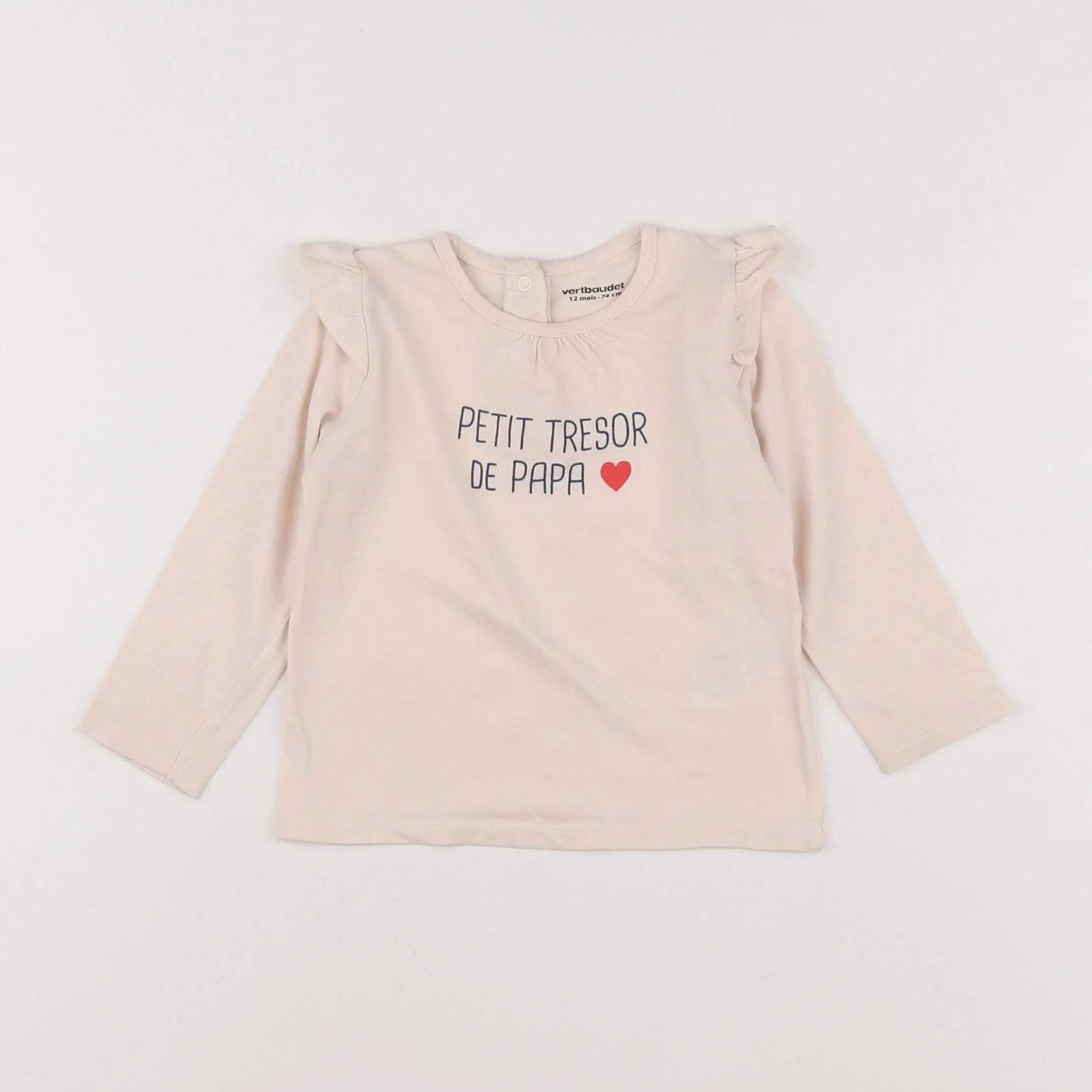 Vertbaudet - tee-shirt beige - 12 mois