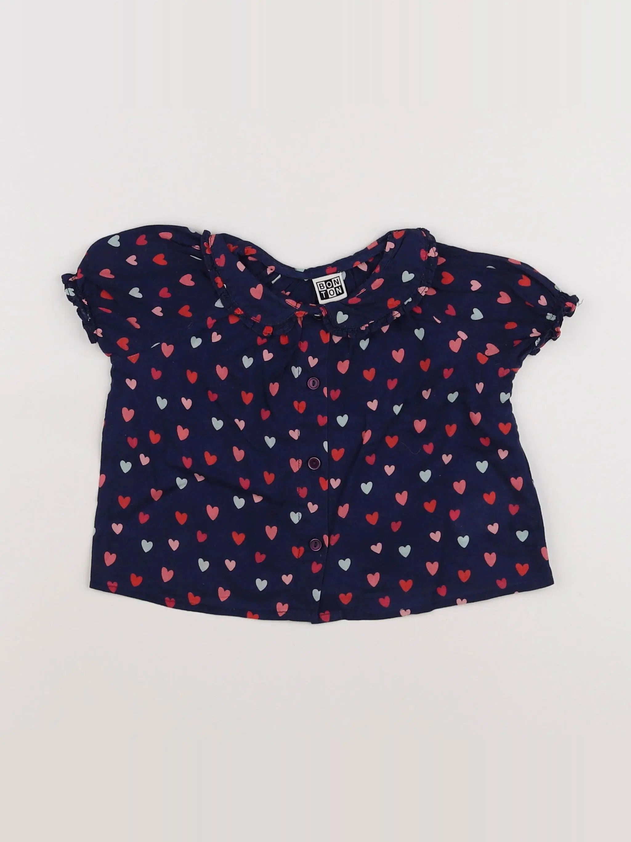 Bonton - blouse bleu - 12 mois