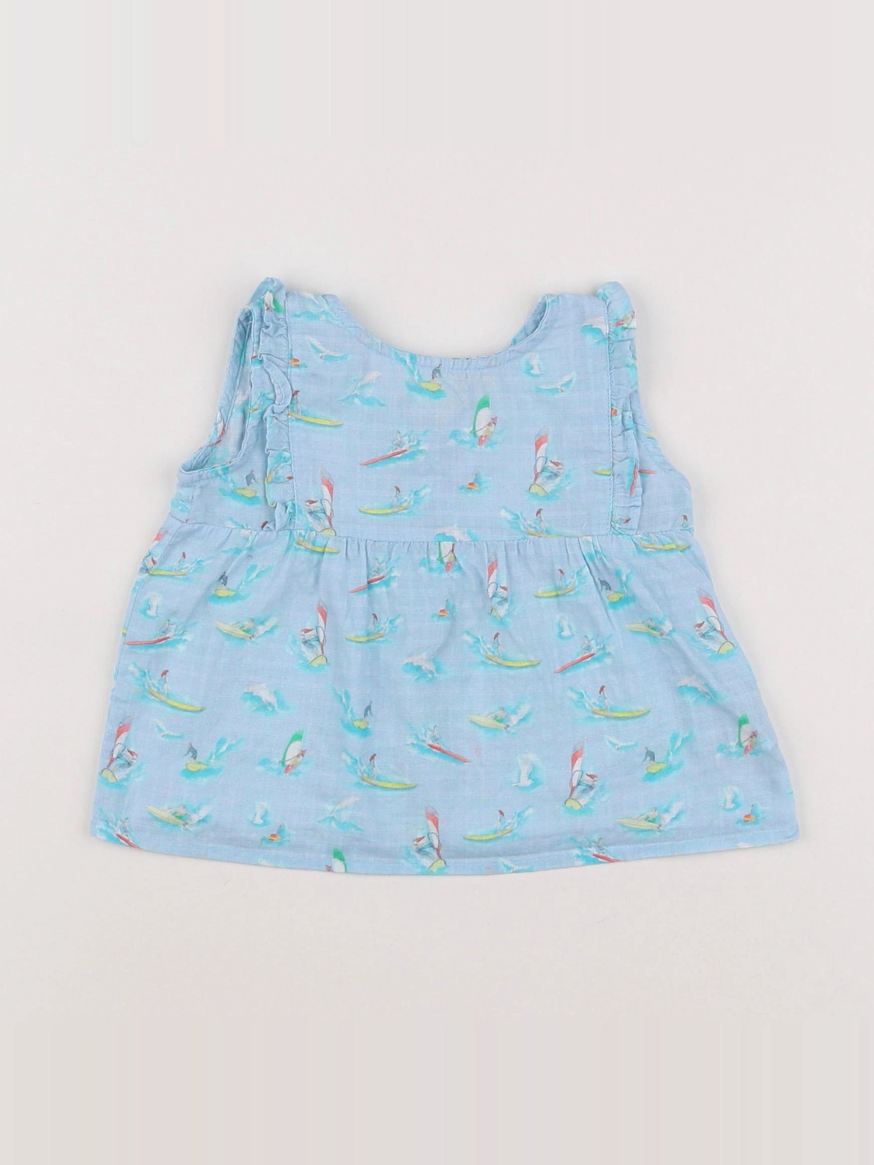 Arsène et les pipelettes - blouse bleu - 12 mois