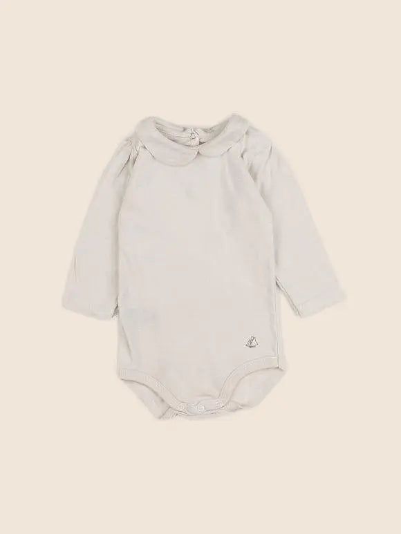 Petit Bateau - body à col beige - 6 mois