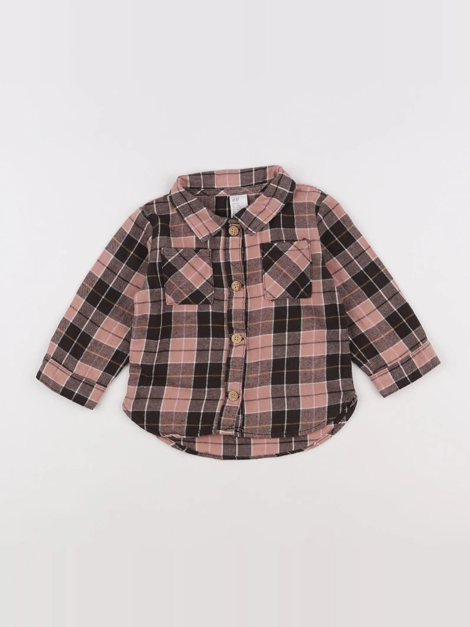H&M - chemise marron, rose - 12 mois