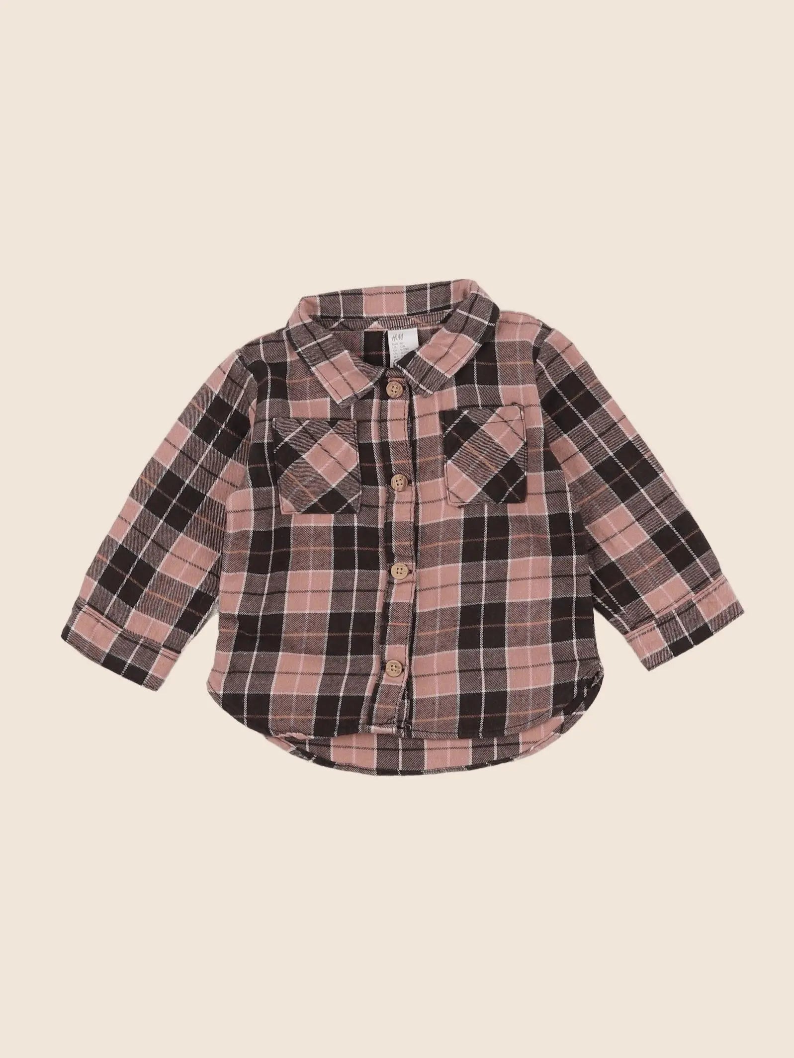 H&M - chemise marron, rose - 12 mois