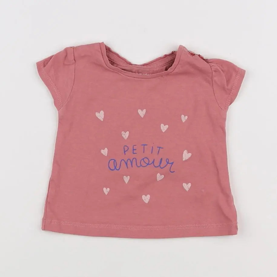 Vertbaudet - tee-shirt rose - 3 mois
